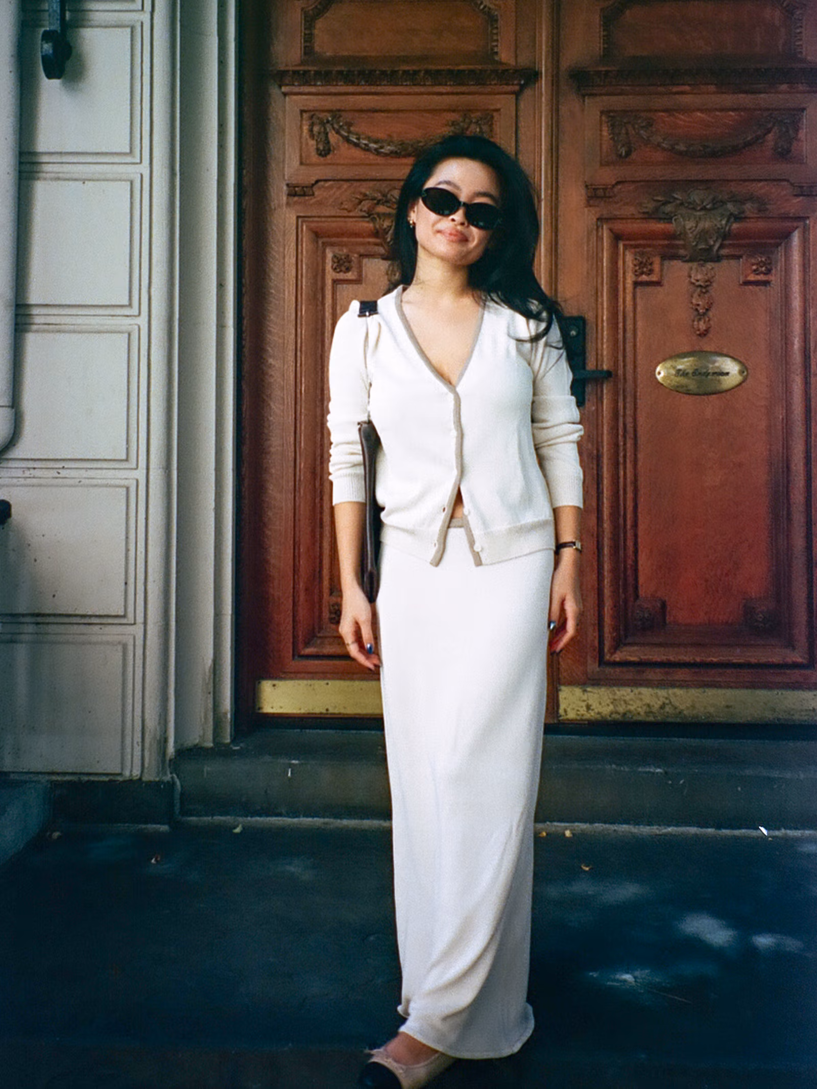 Contrast Midi Skirt Ivory