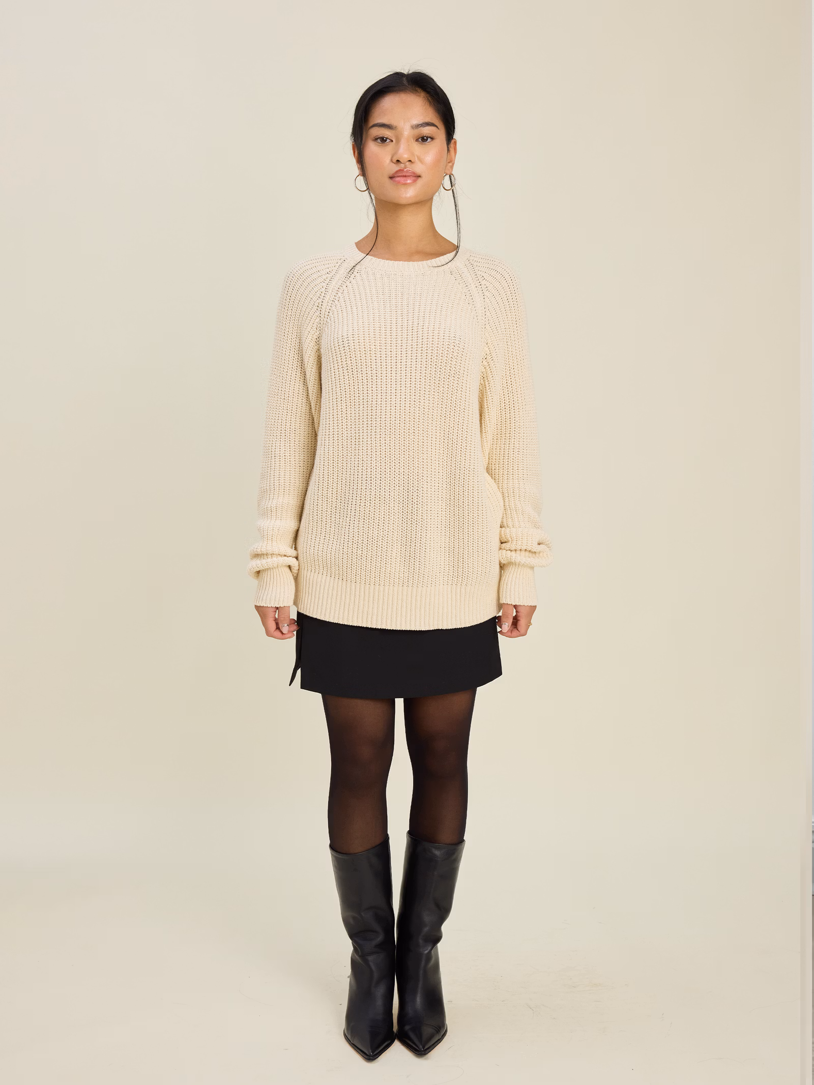 Chunky Raglan Roundneck Off White