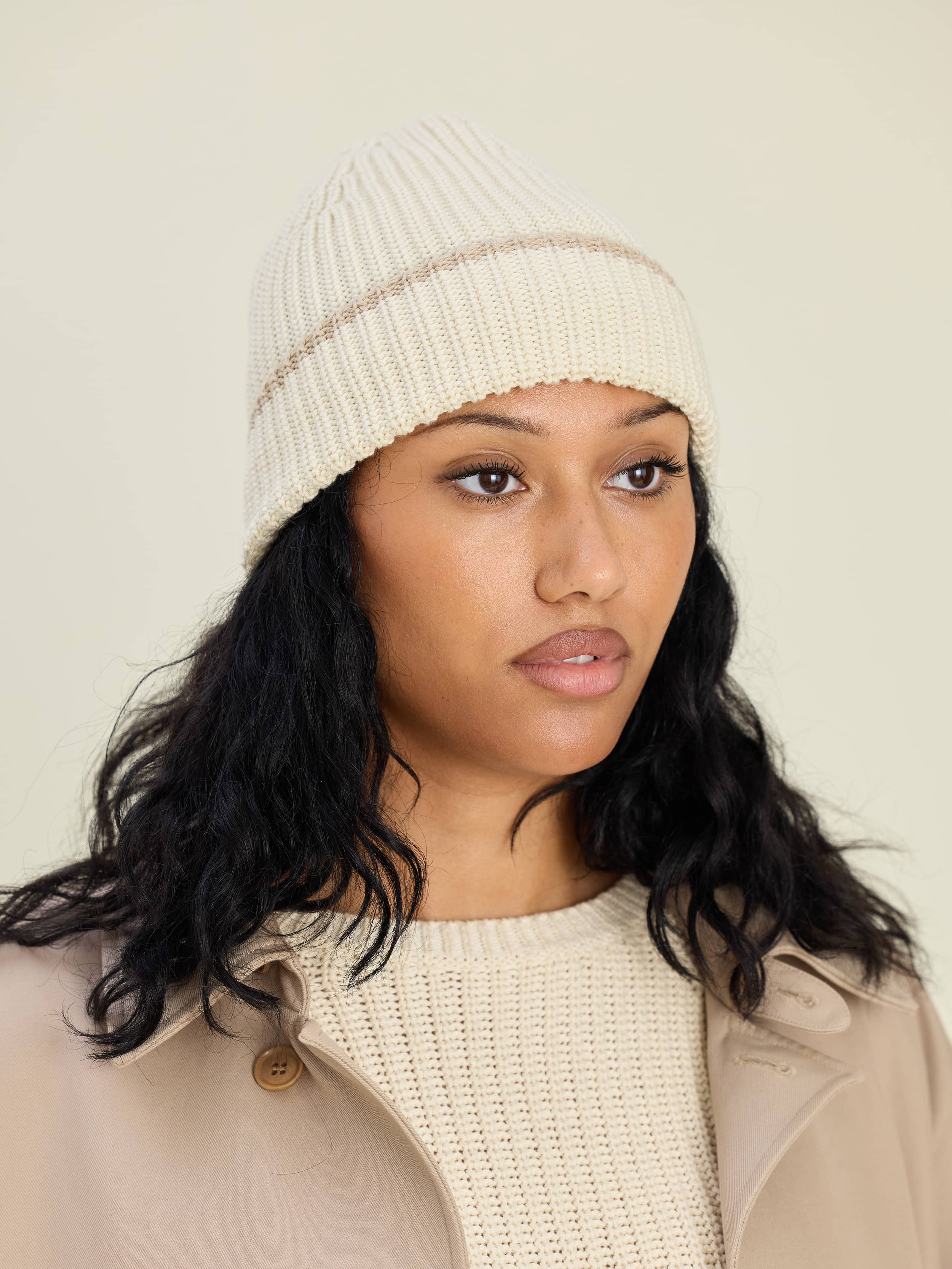 Knitted Beanie Creamy Oat - Creamy oat | Djerf Avenue