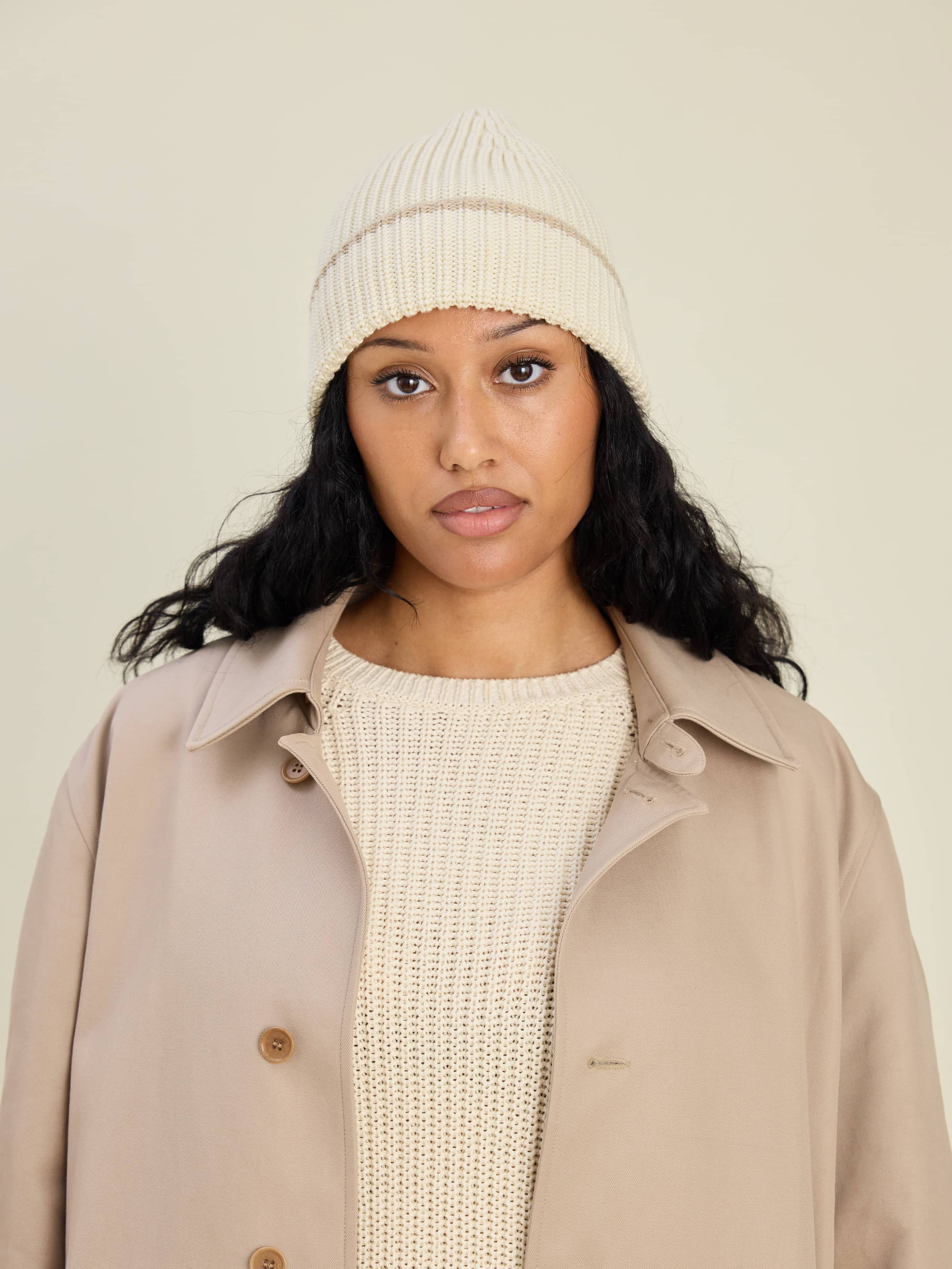Knitted Beanie Creamy Oat - Creamy oat | Djerf Avenue