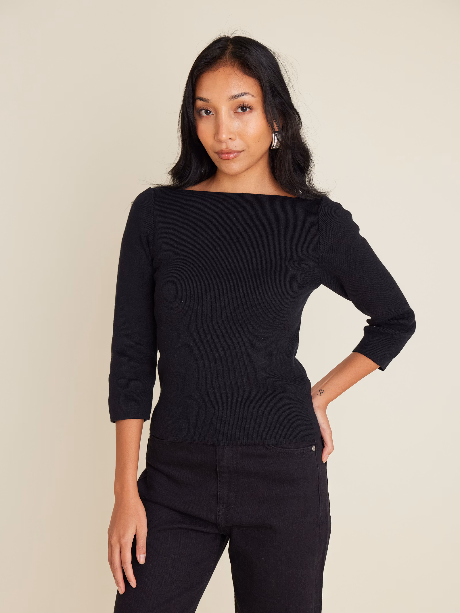 Everyday Bateau Top Black