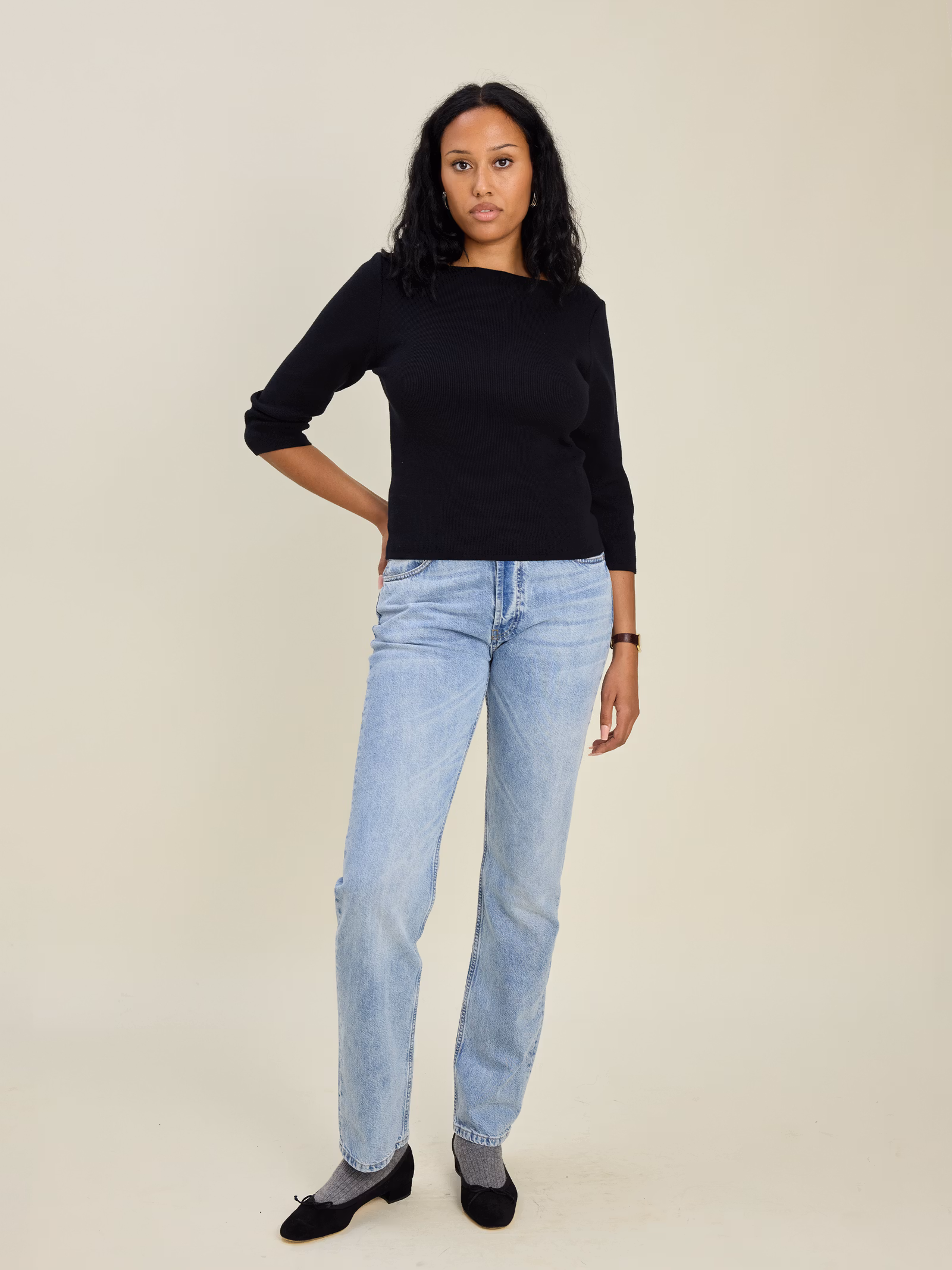 Everyday Bateau Top Black