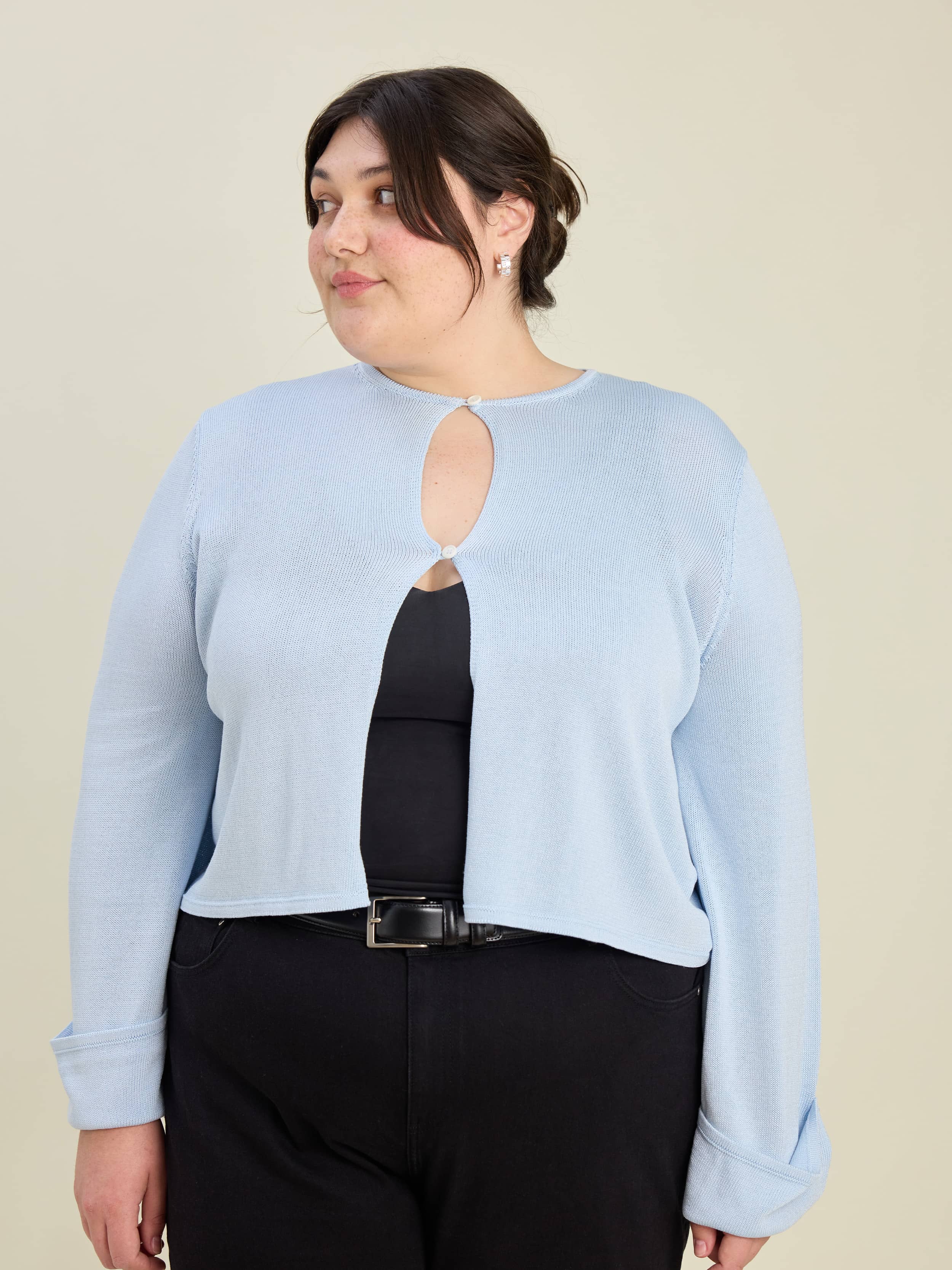 Knitted Button Up Top Blue - Blue | Djerf Avenue