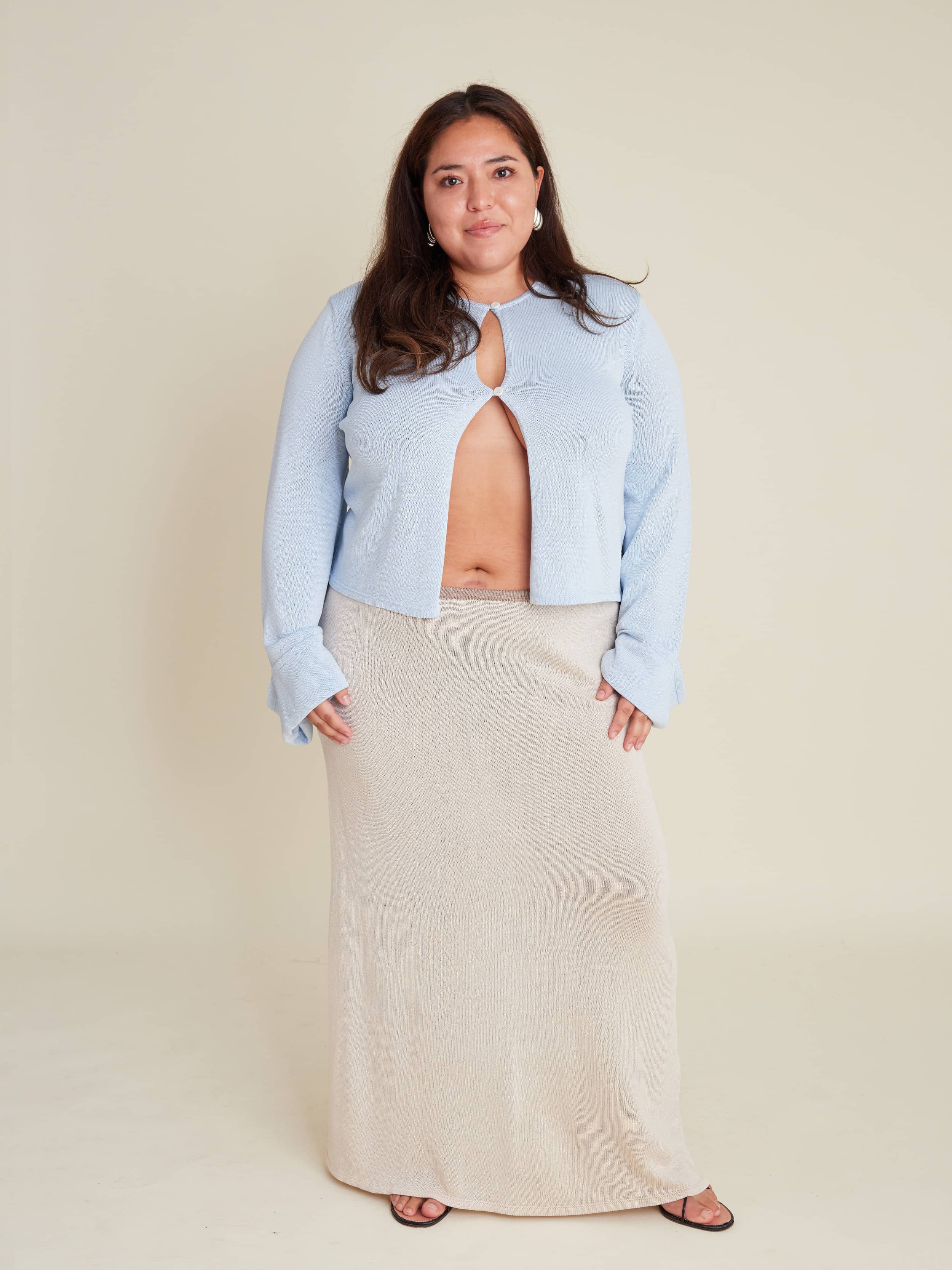 Knitted Button Up Top Blue - Blue | Djerf Avenue