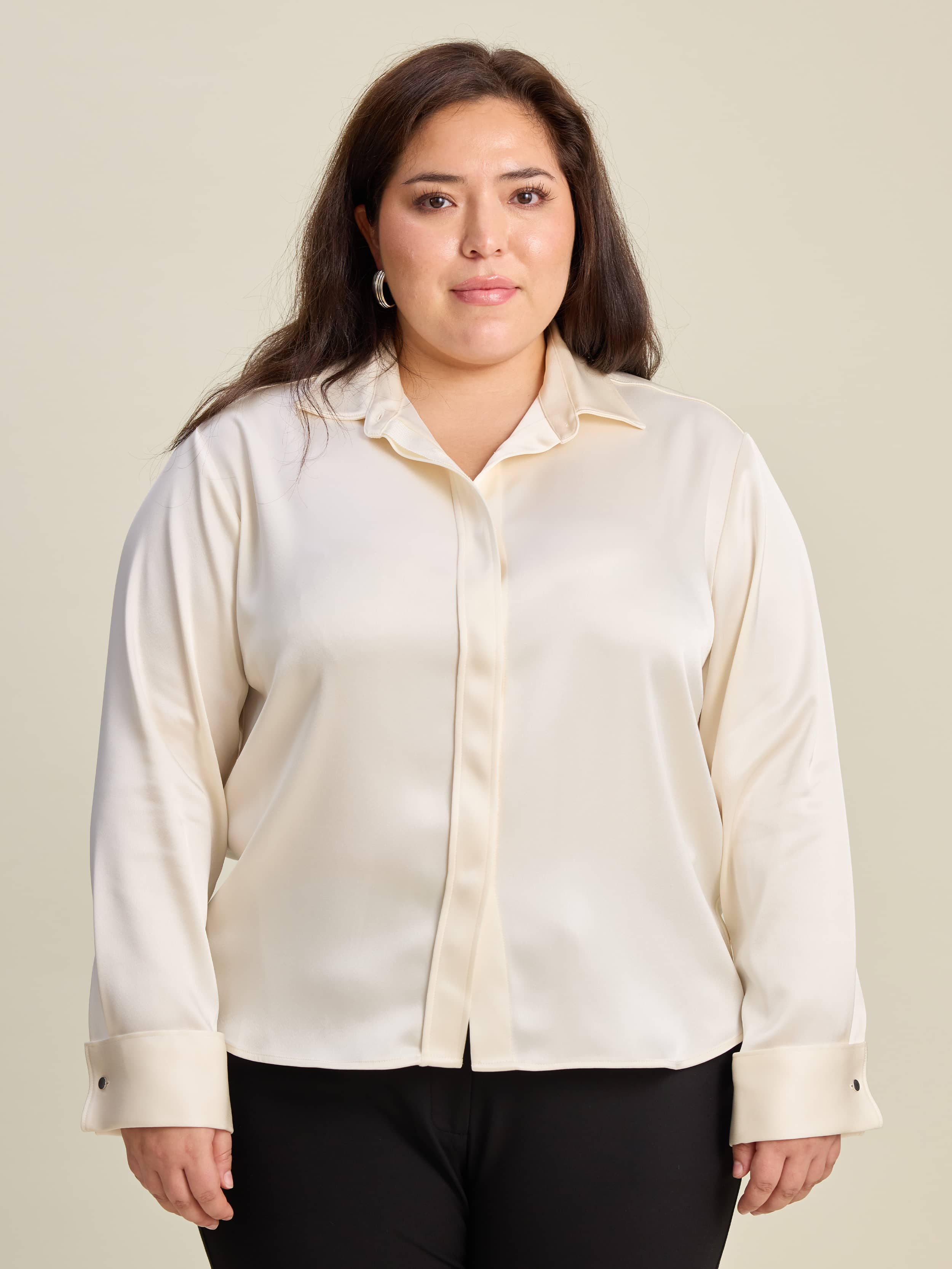 Satin Shirt Ivory - Ivory | Djerf Avenue