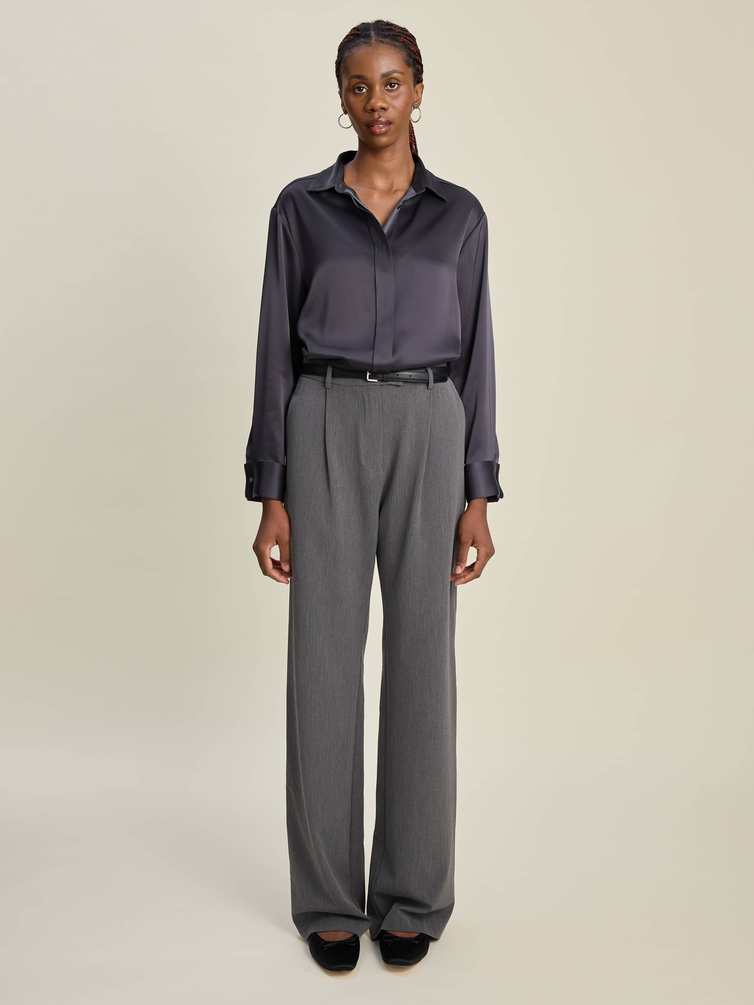 Satin Shirt Anthracite - Anthracite | Djerf Avenue