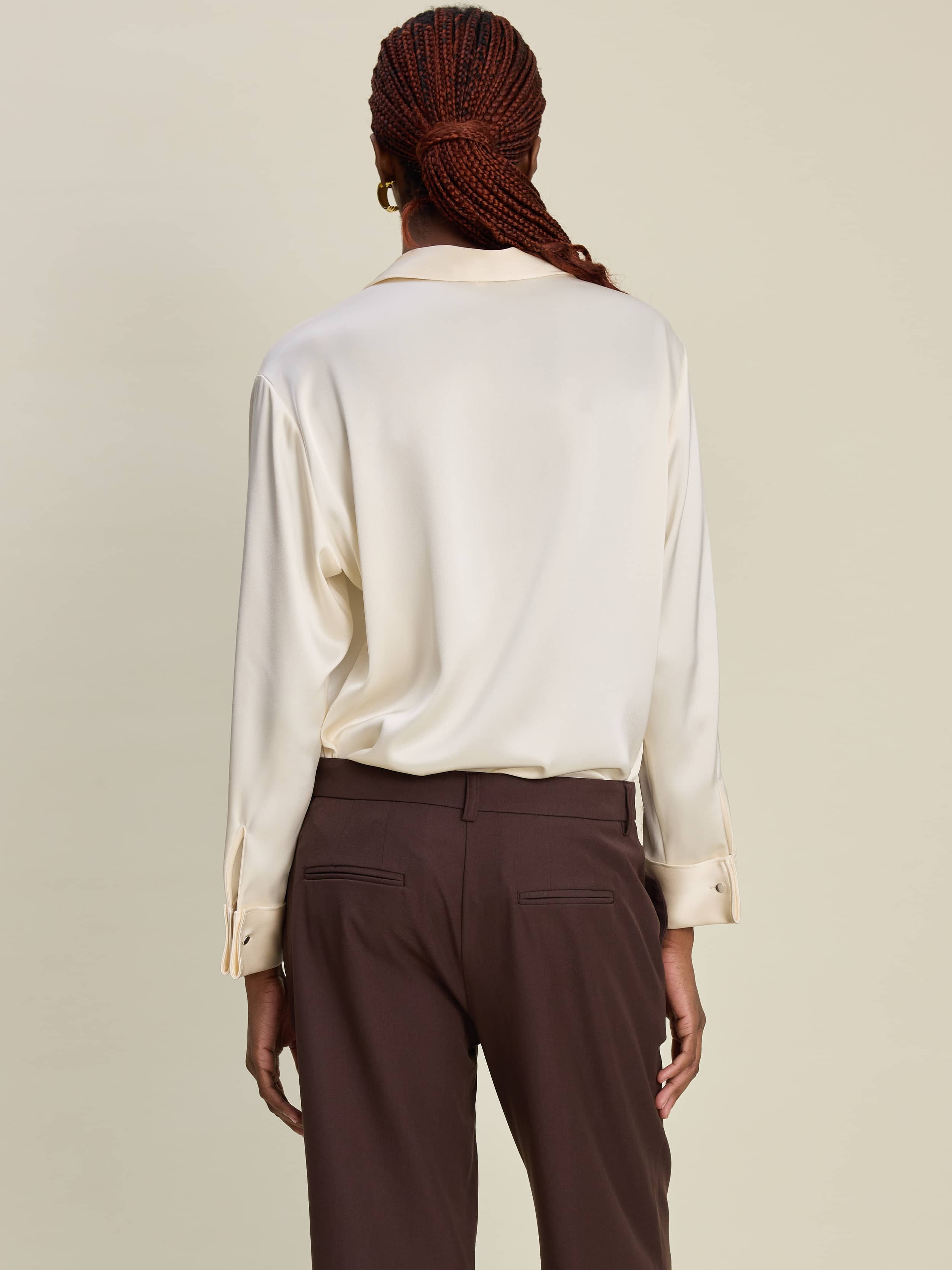 Satin Shirt Ivory - Ivory | Djerf Avenue