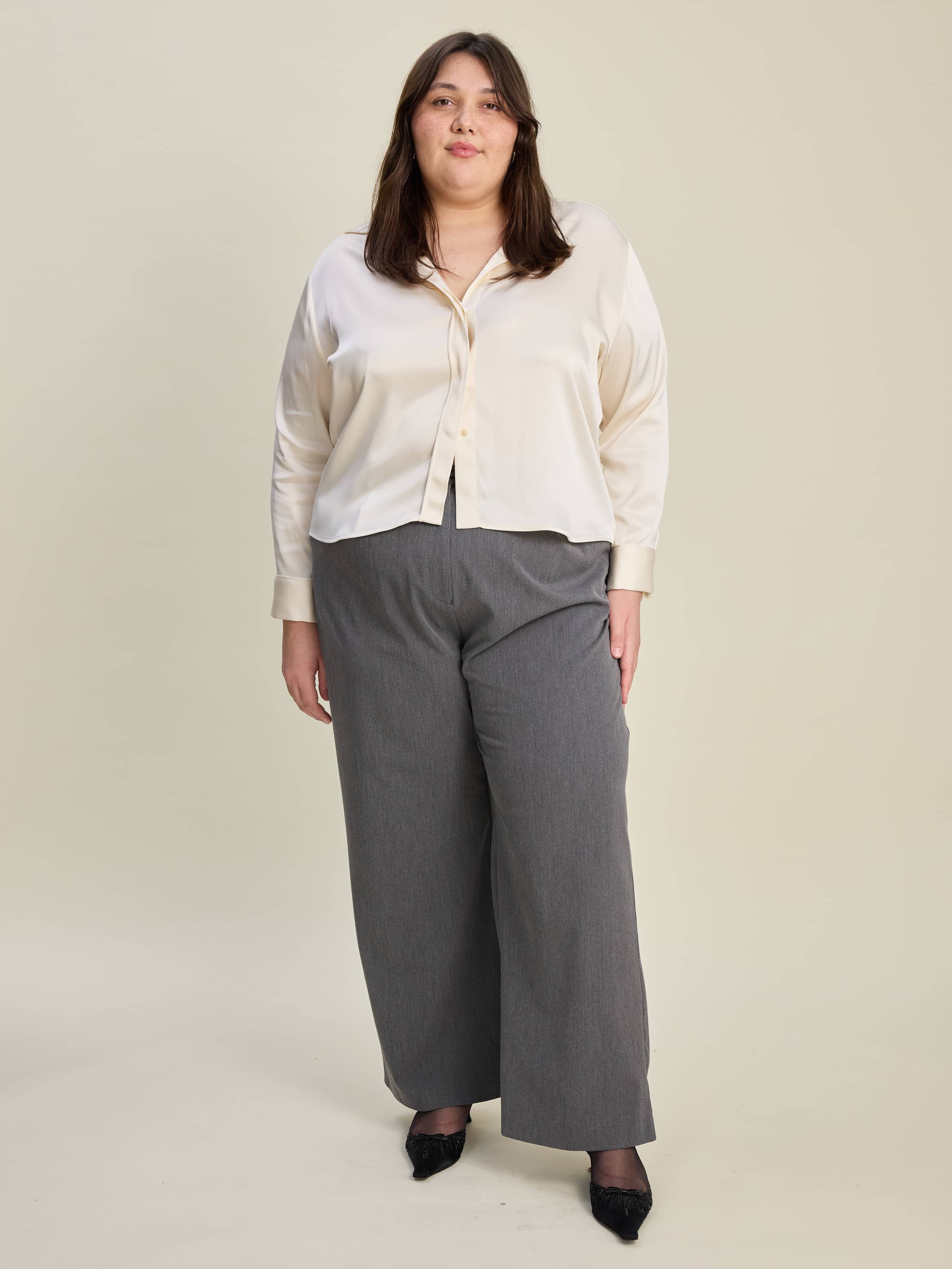 【新品】imperf Vintage Satin Shirt Ecru Satin Shirt Ivory - Ivory | Djerf Avenue