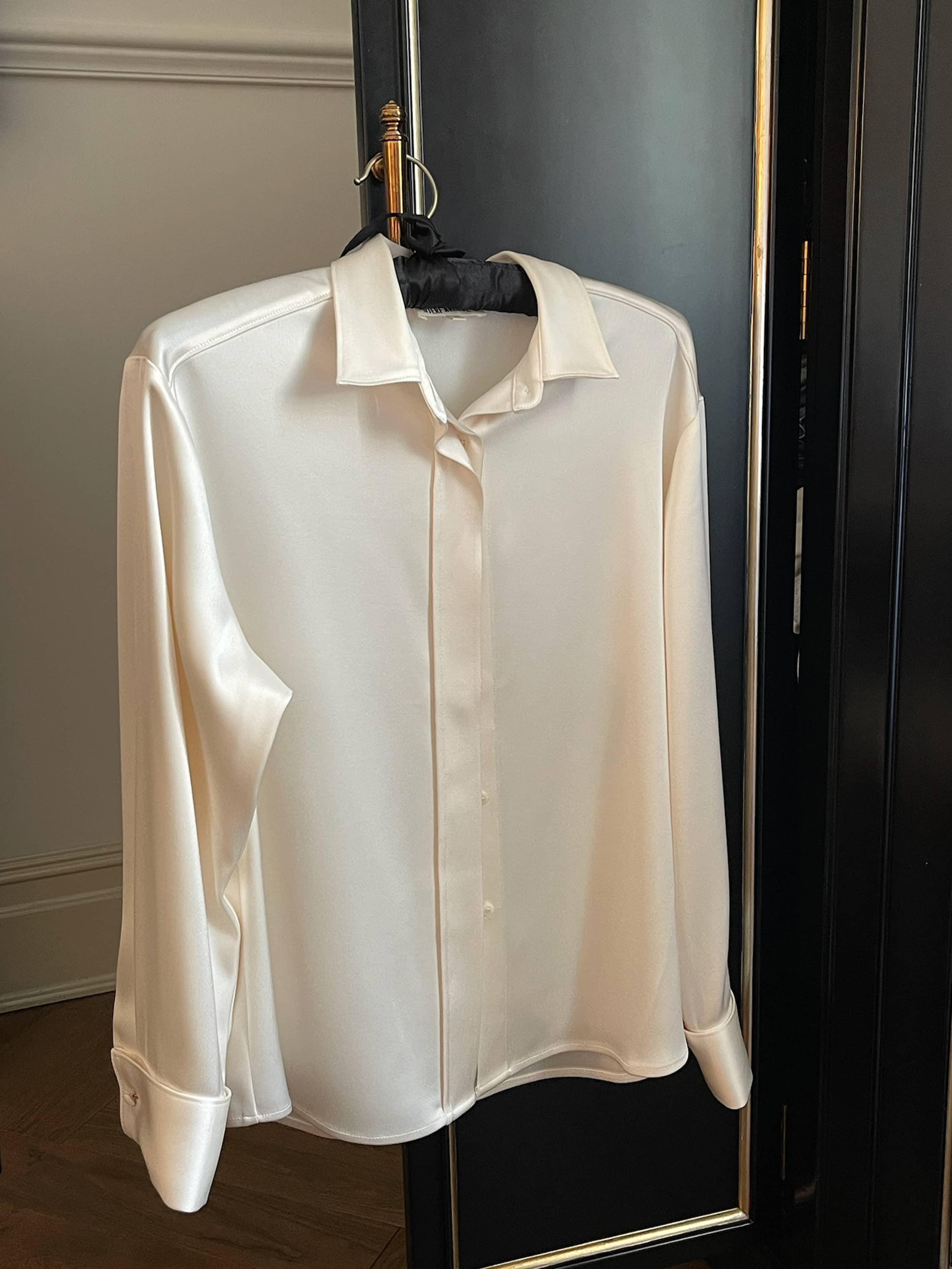Satin Shirt Ivory - Ivory | Djerf Avenue