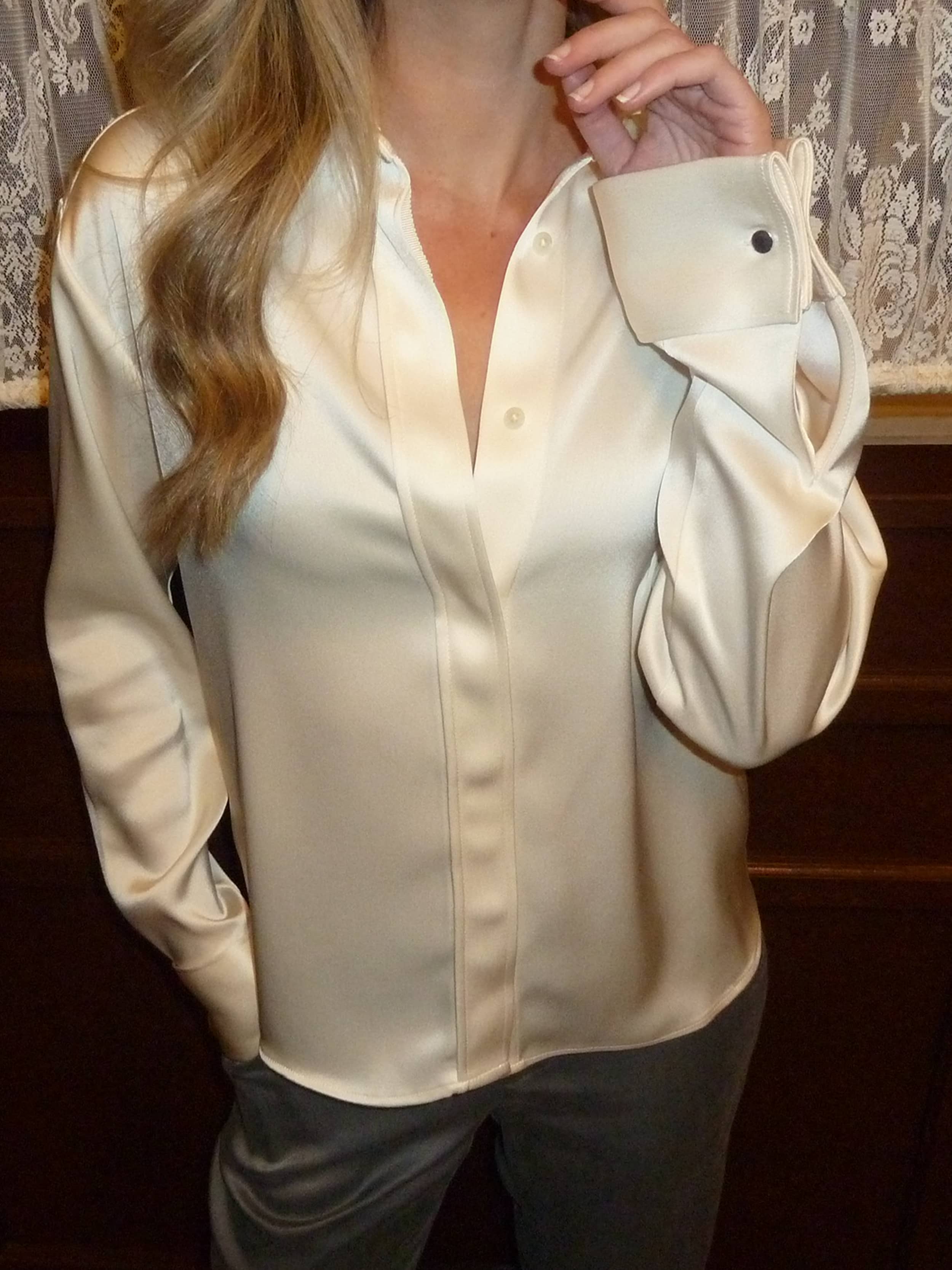 Satin Shirt Ivory - Ivory | Djerf Avenue