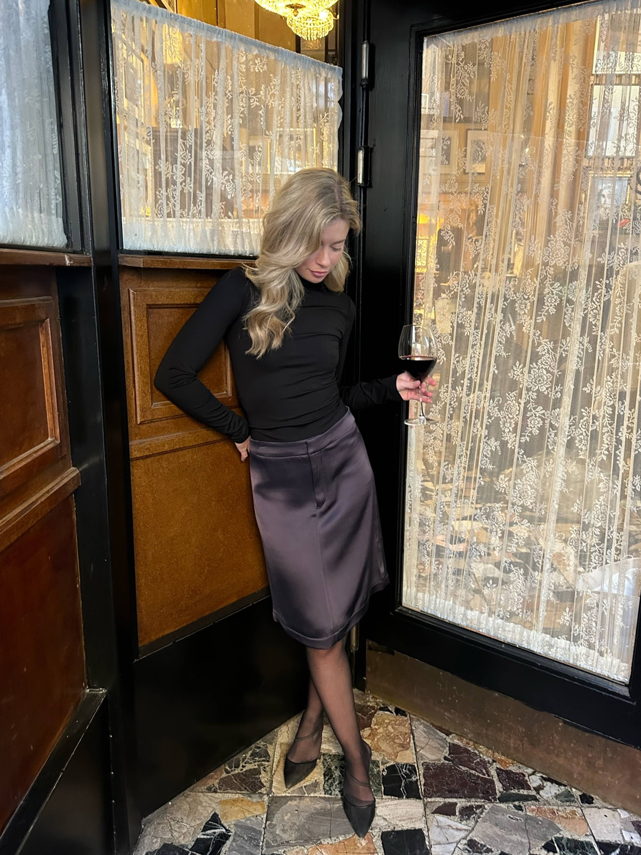 スカート RAWSTUDIO SATIN ANKLE-LENGTH SKIRT RAW STUDIO - satin ankle-length skirt-NAVY