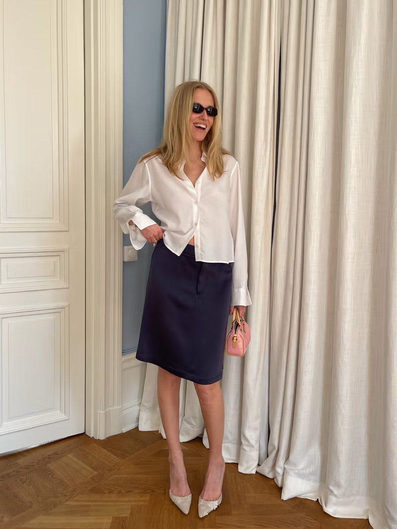 Satin A-lined Skirt Anthracite