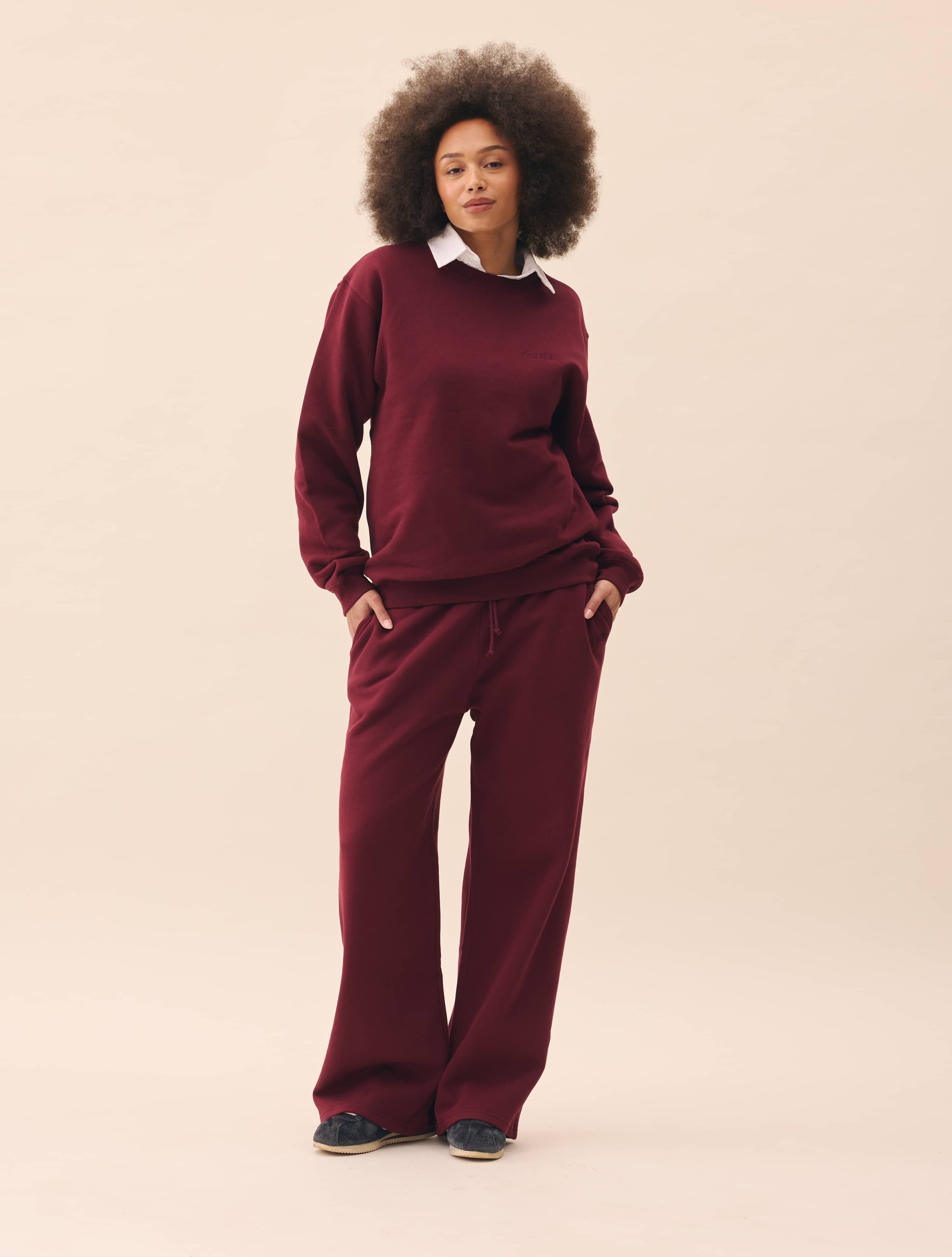 Wide Leg Sweatpants Burgundy - Burgundy | Djerf Avenue