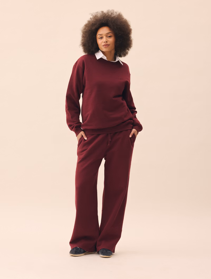 Wide Leg Sweatpants Burgundy
