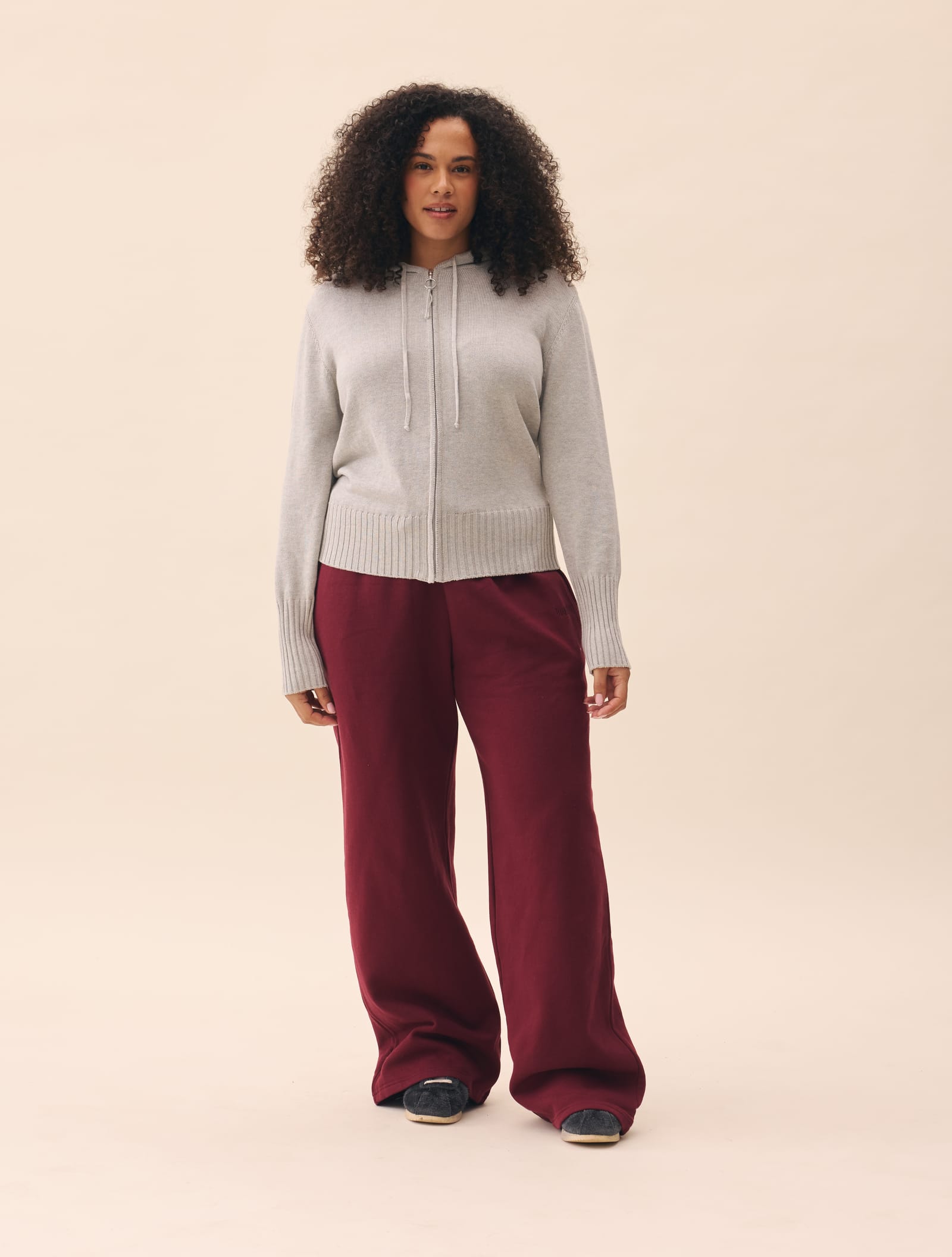 Wide Leg Sweatpants Burgundy