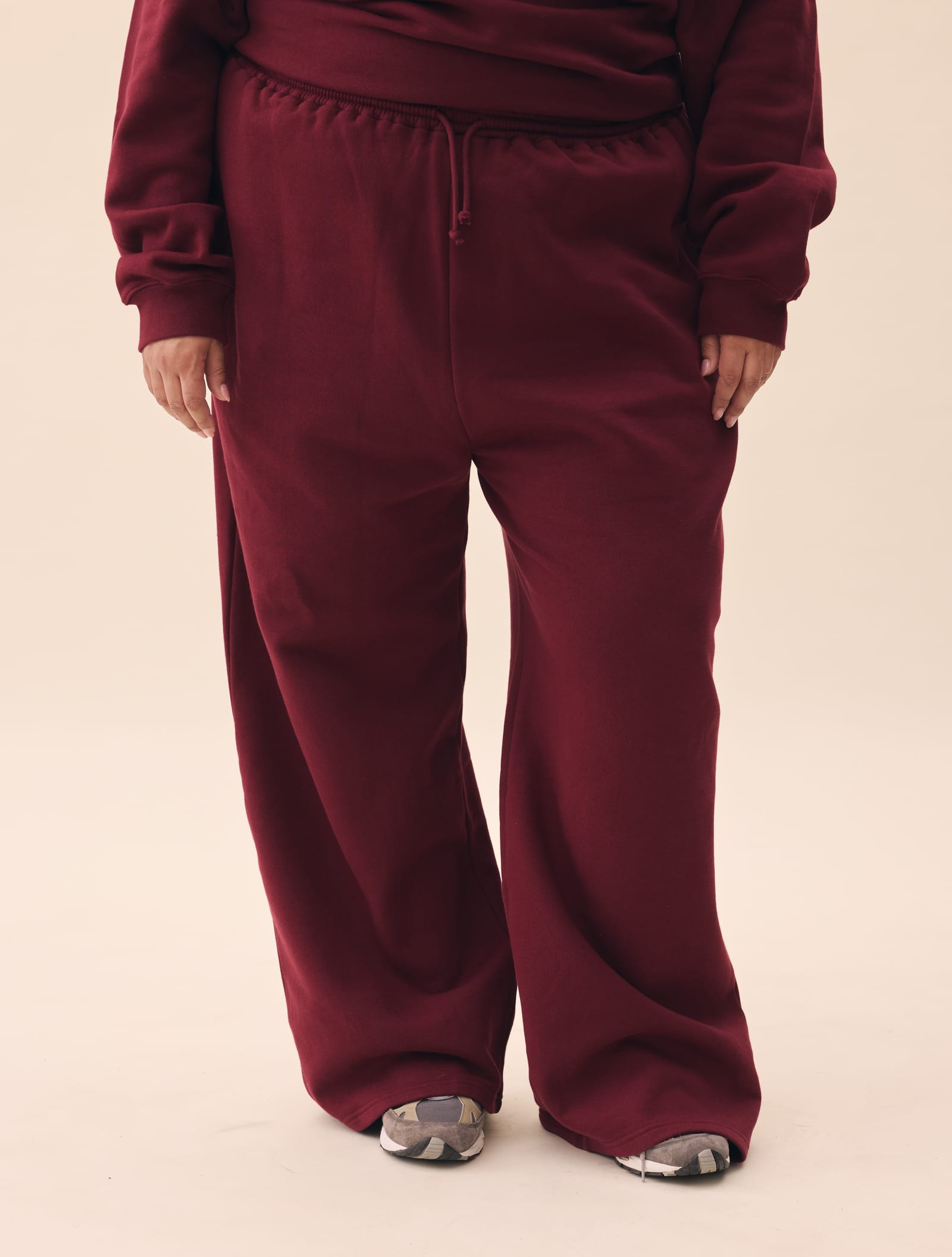 Wide Leg Sweatpants Burgundy