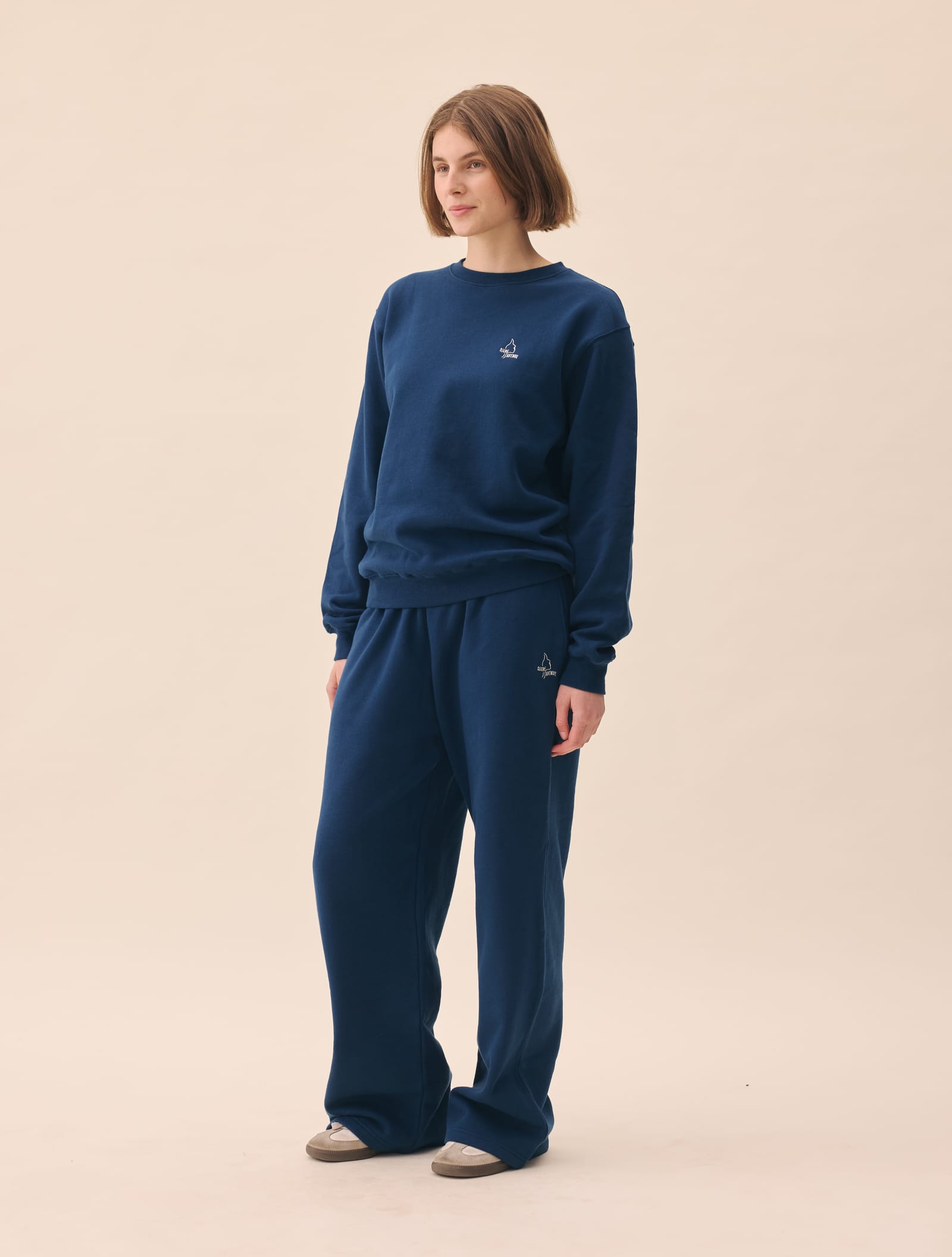 Wide Leg Sweatpants Retro Blue