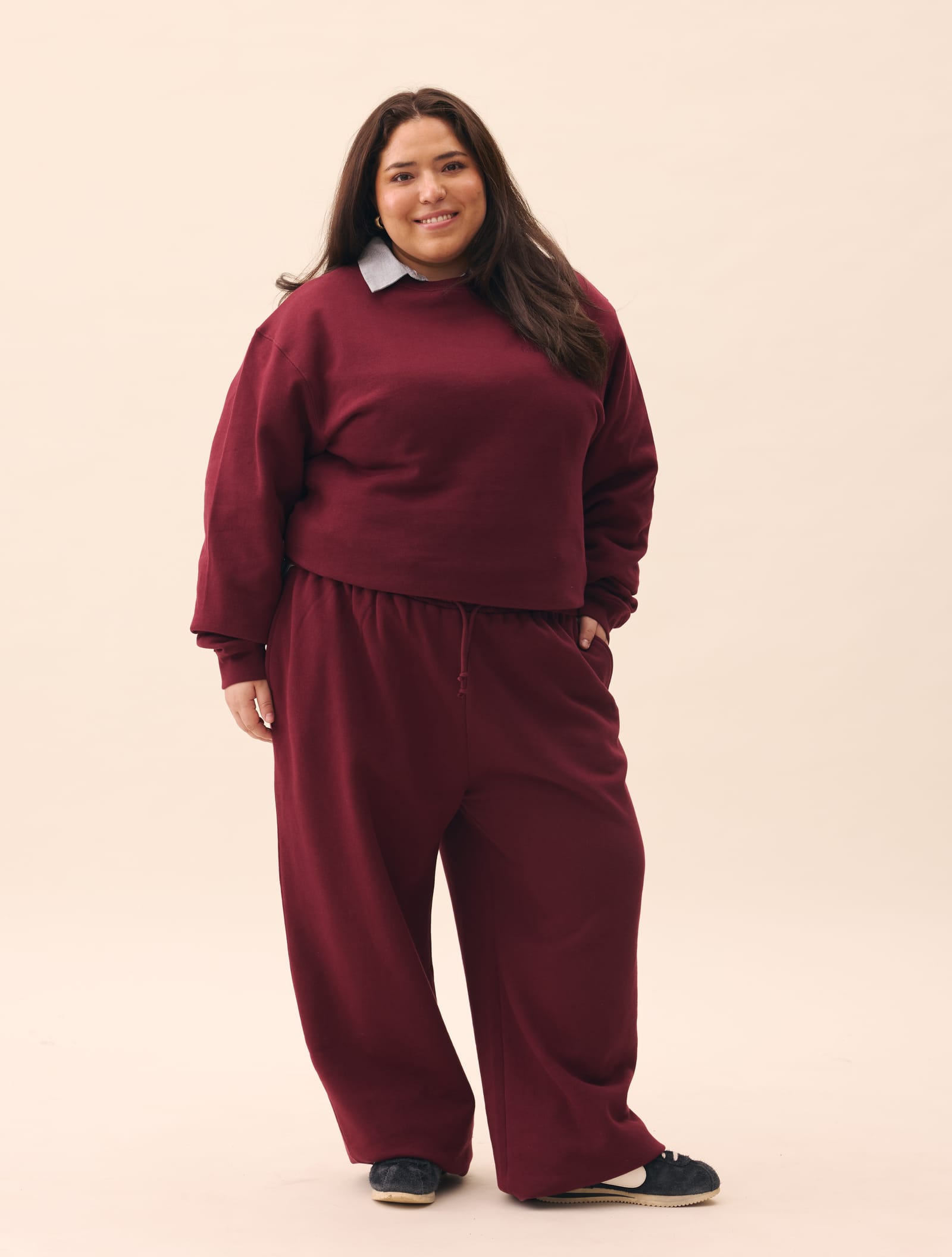 Wide Leg Sweatpants Burgundy