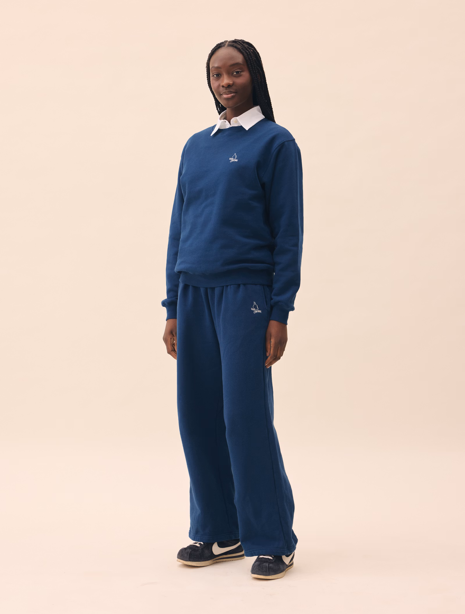 Wide Leg Sweatpants Retro Blue
