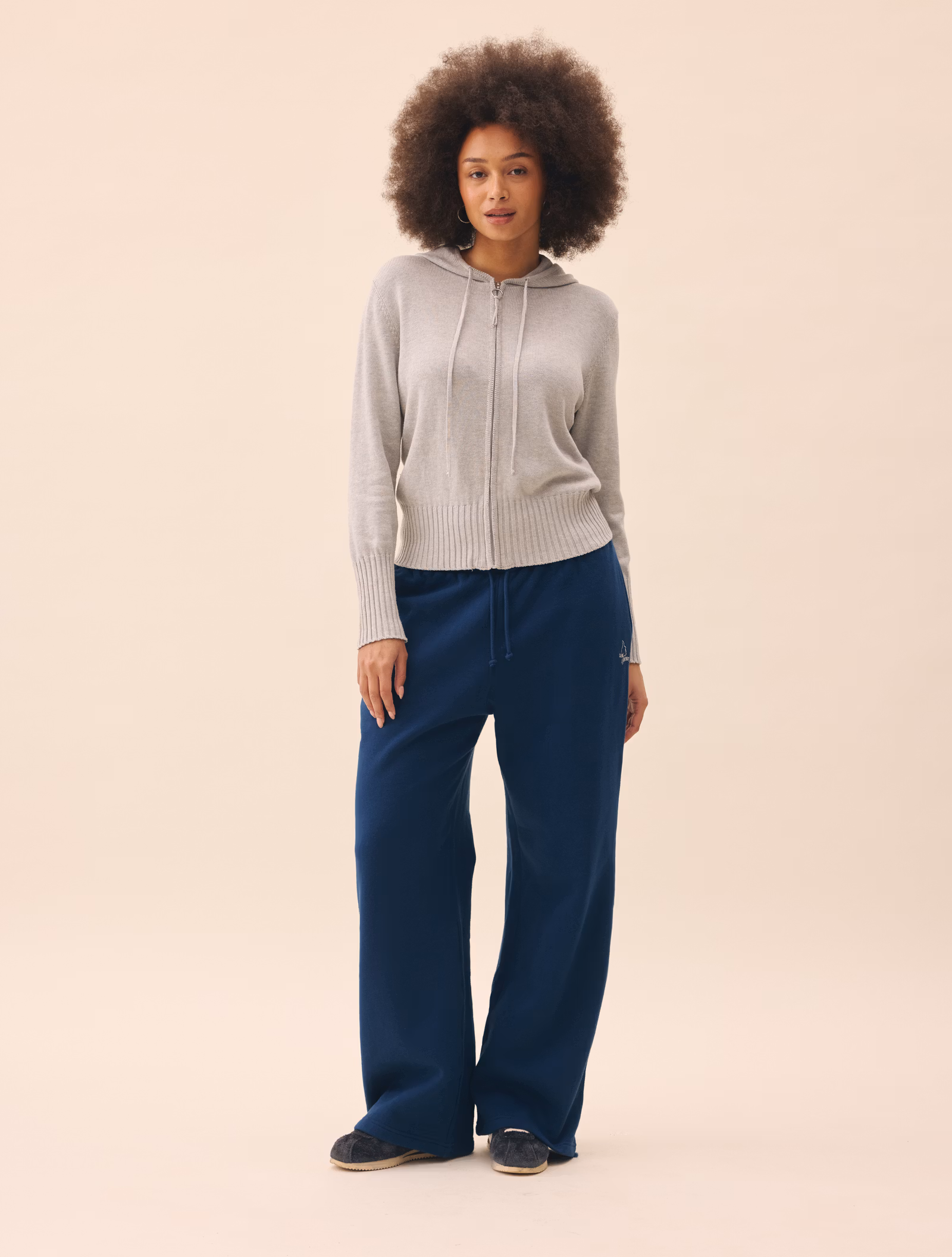 Wide Leg Sweatpants Retro Blue