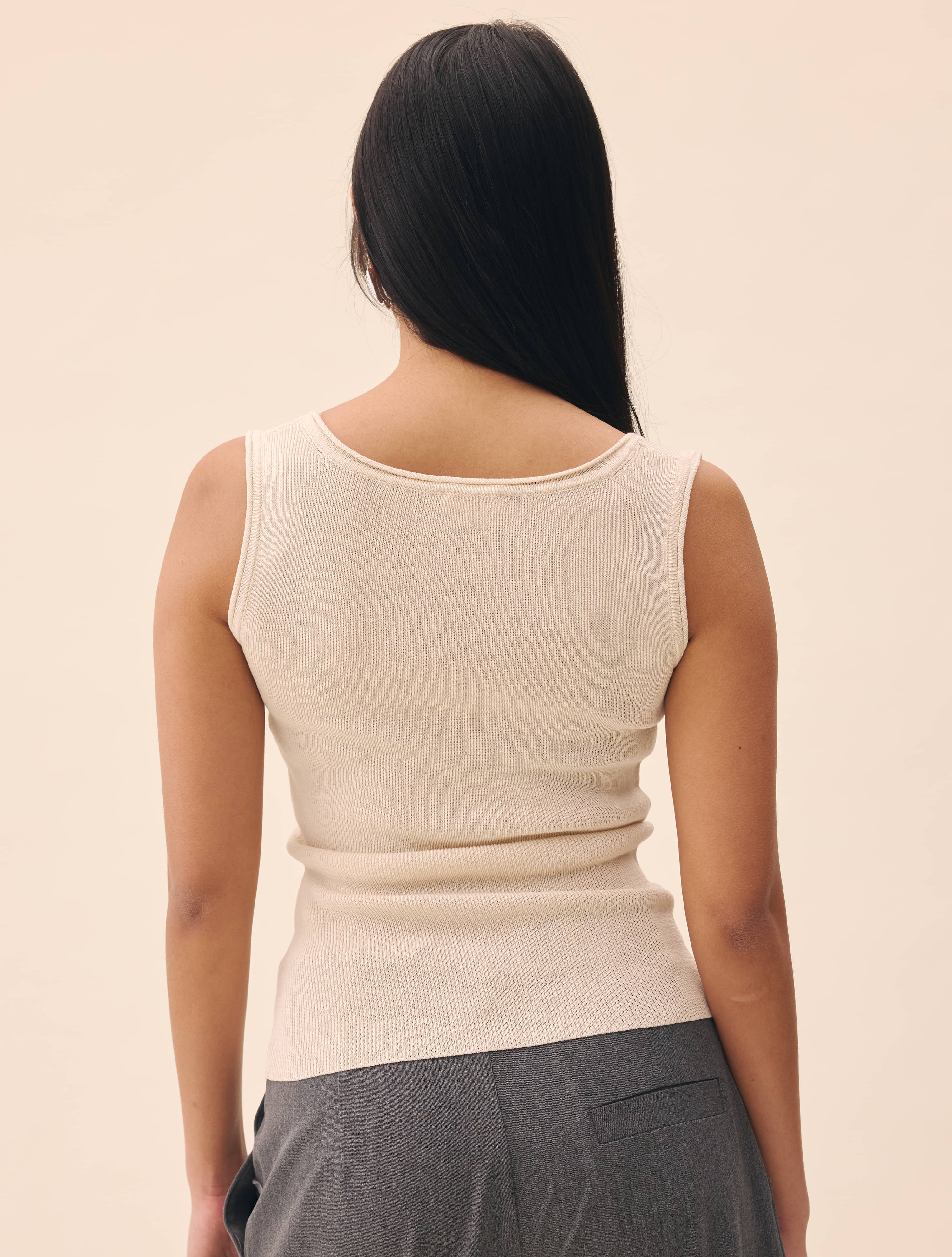 Knitted Tank Top Ivory - Ivory | Djerf Avenue