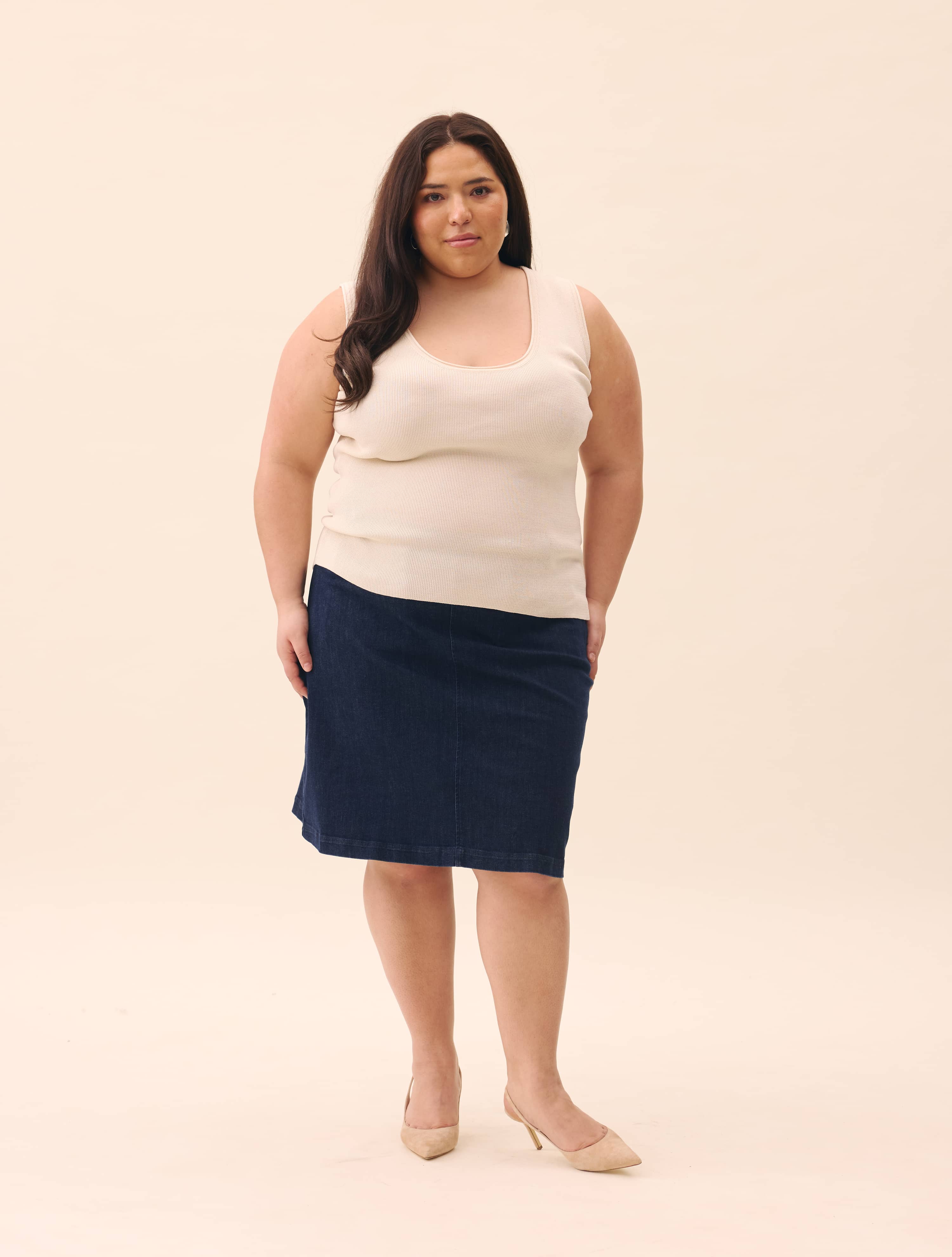 euw ○ wave design knit tank-top / ivory Tank-Top