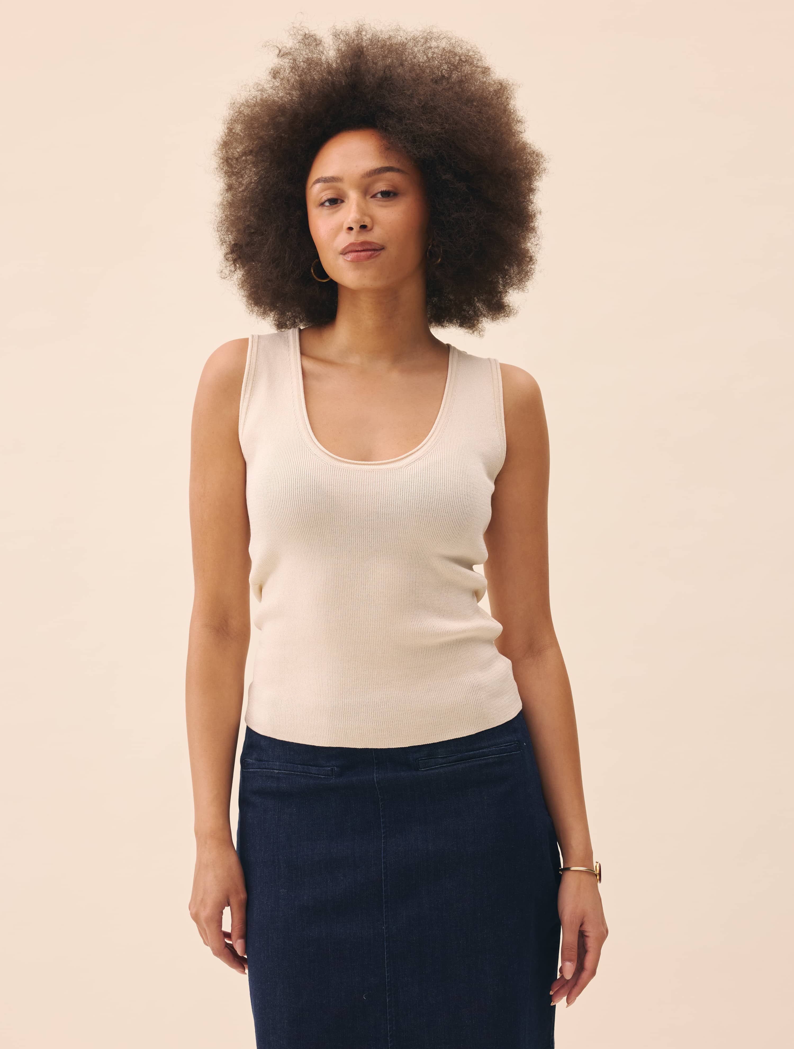 Knitted Tank Top Ivory - Ivory | Djerf Avenue