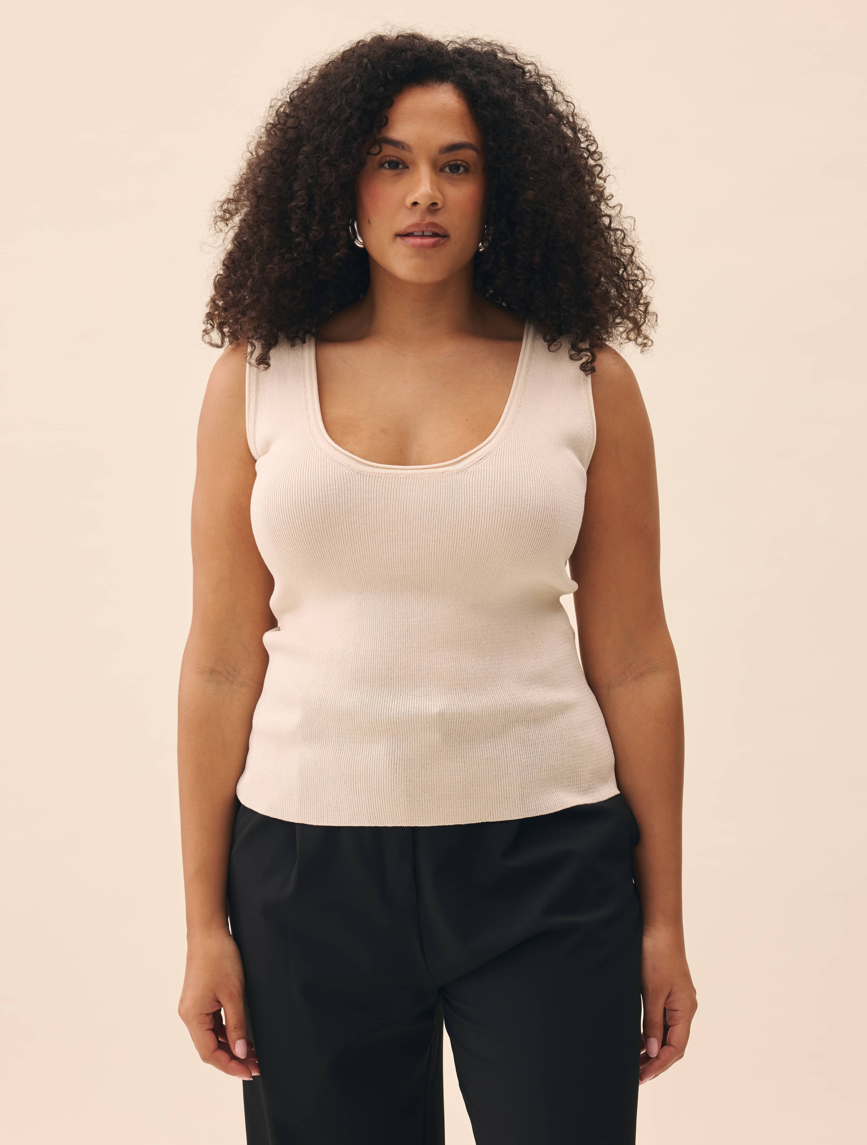 Knitted Tank Top Ivory - Ivory | Djerf Avenue