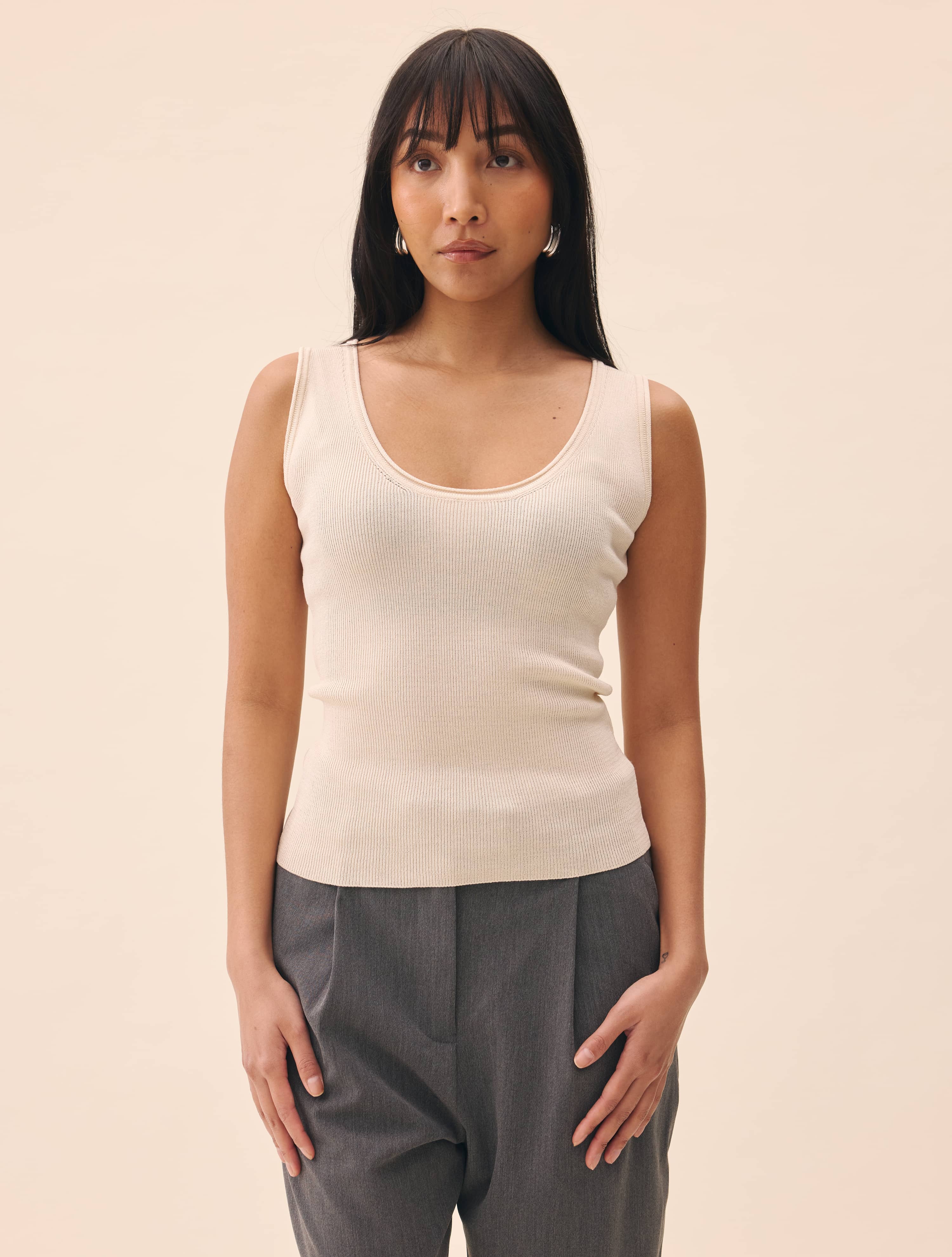 Knitted Tank Top Ivory - Ivory | Djerf Avenue