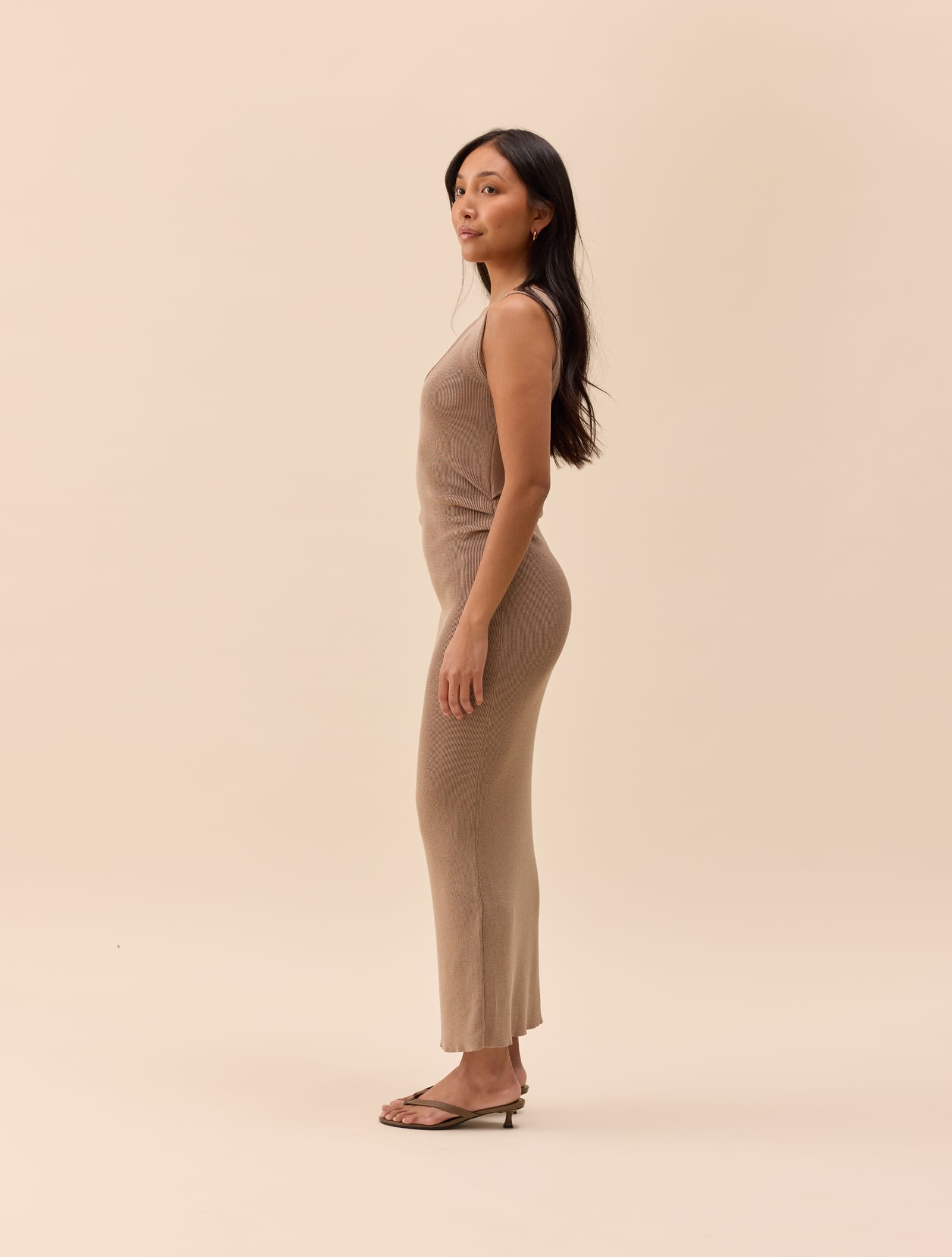 Knitted Tank Dress Taupe