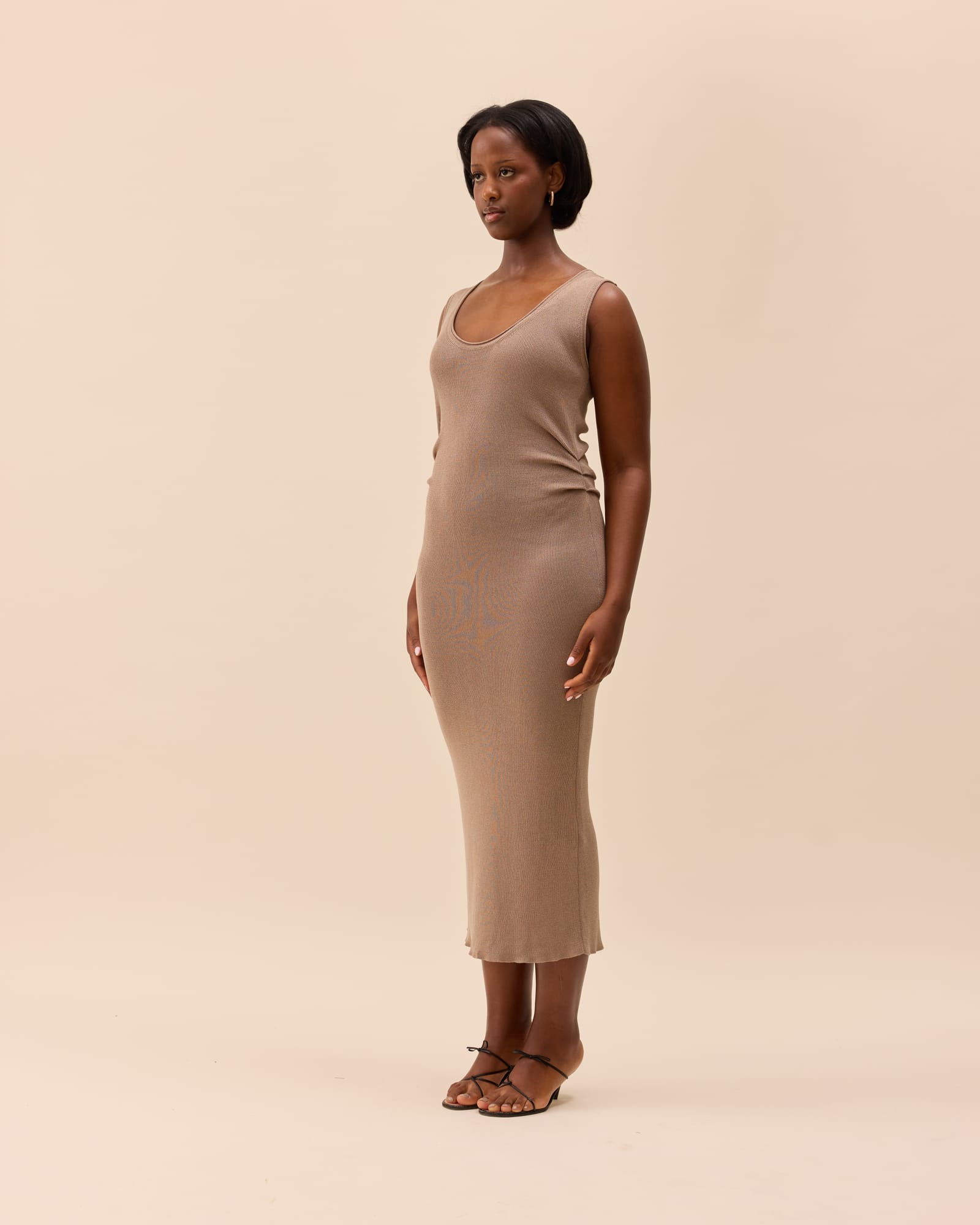 Knitted Tank Dress Taupe