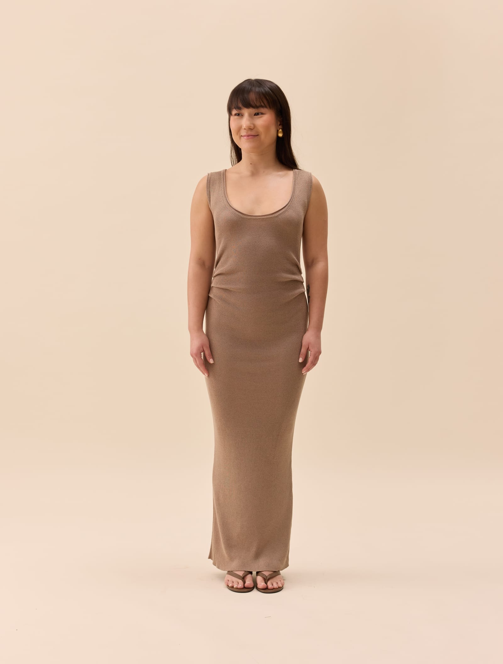 Knitted Tank Dress Taupe
