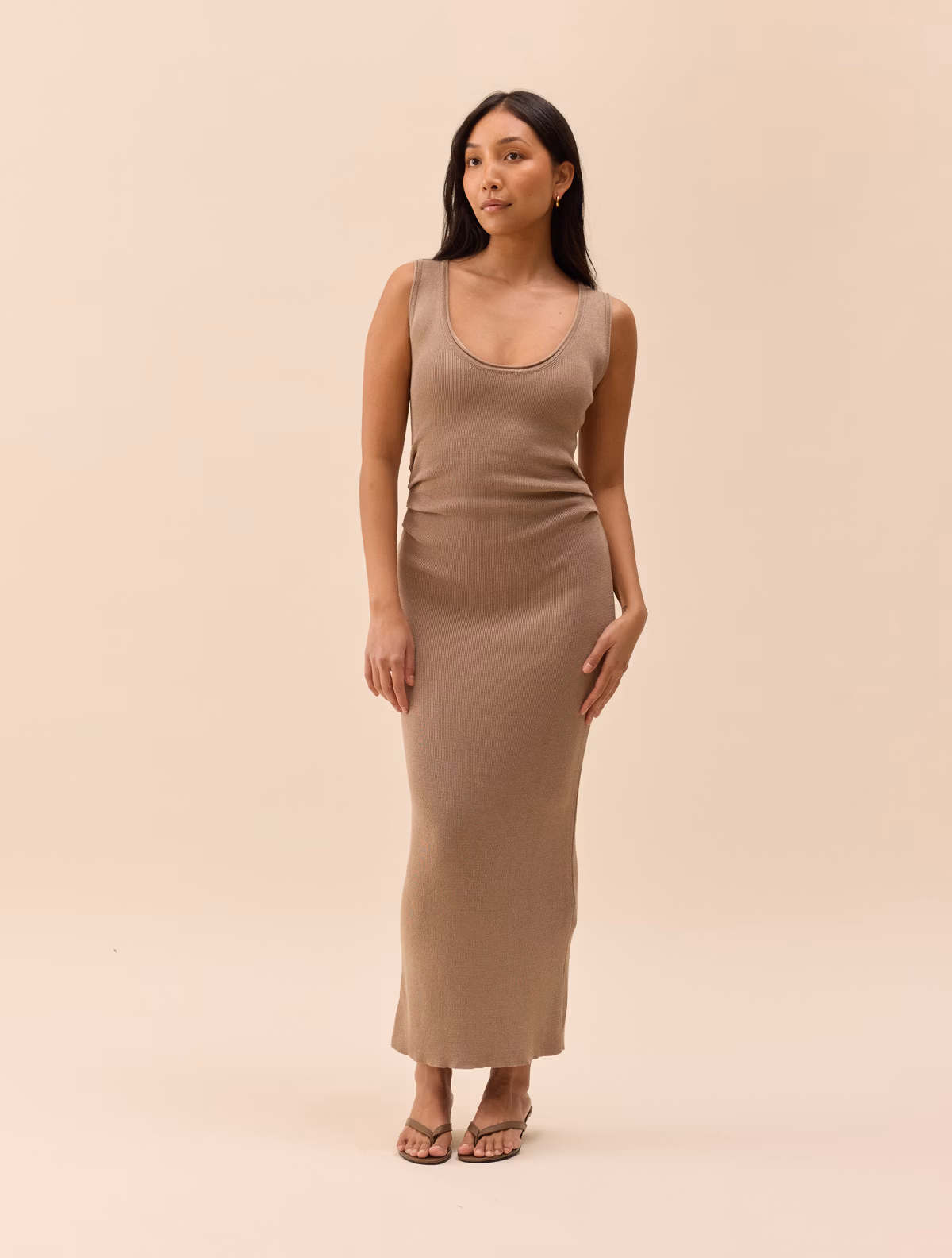 Knitted Tank Dress Taupe