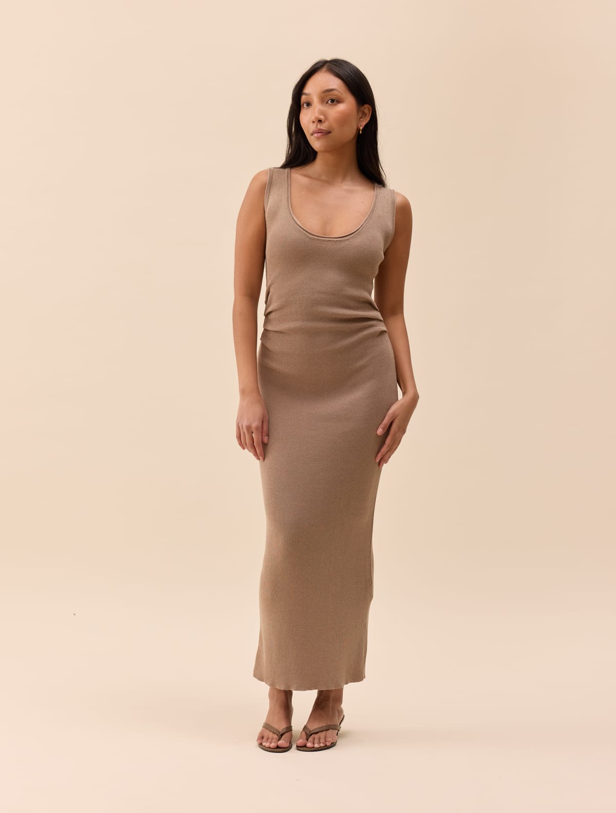 Knitted Tank Dress Taupe