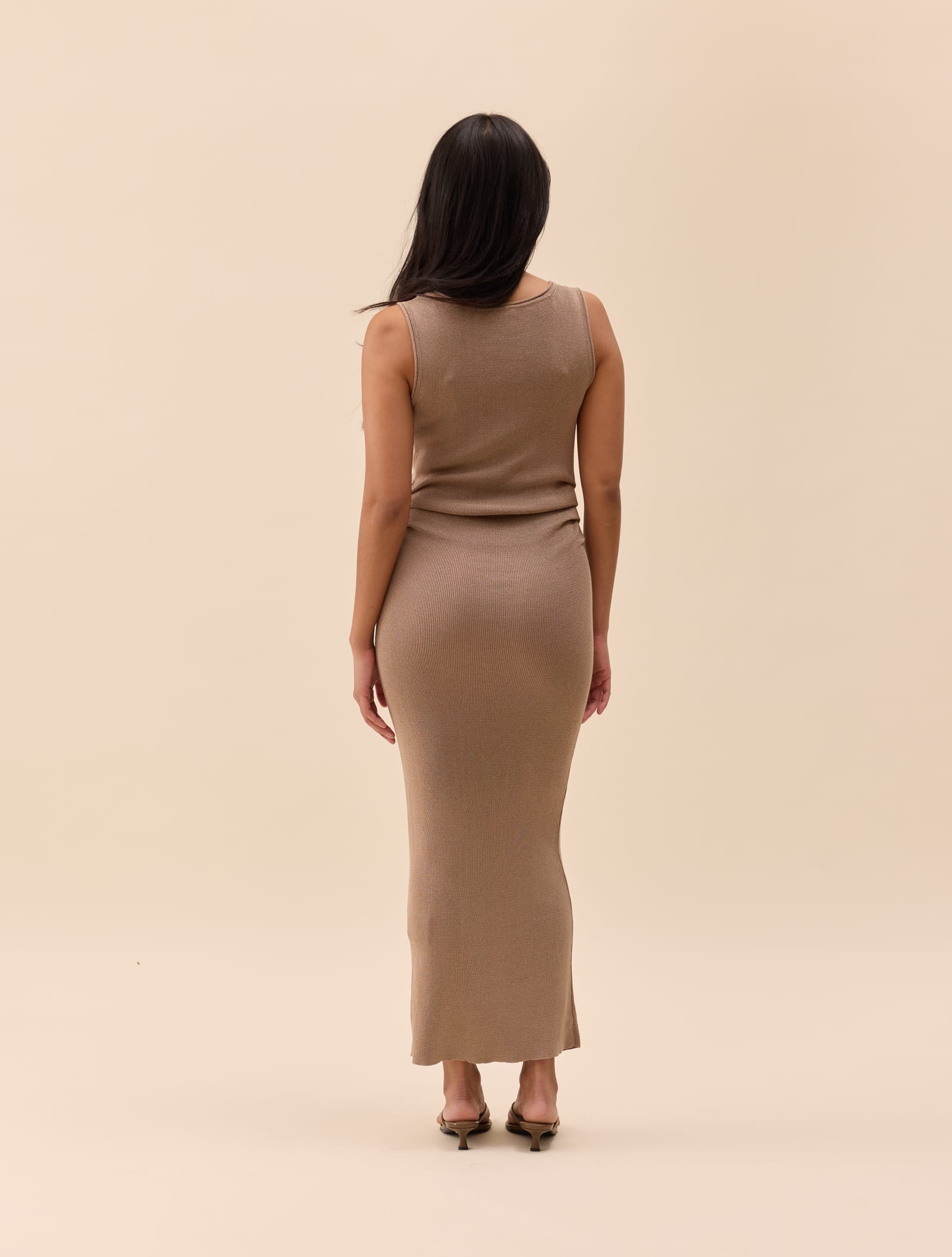 Knitted Tank Dress Taupe