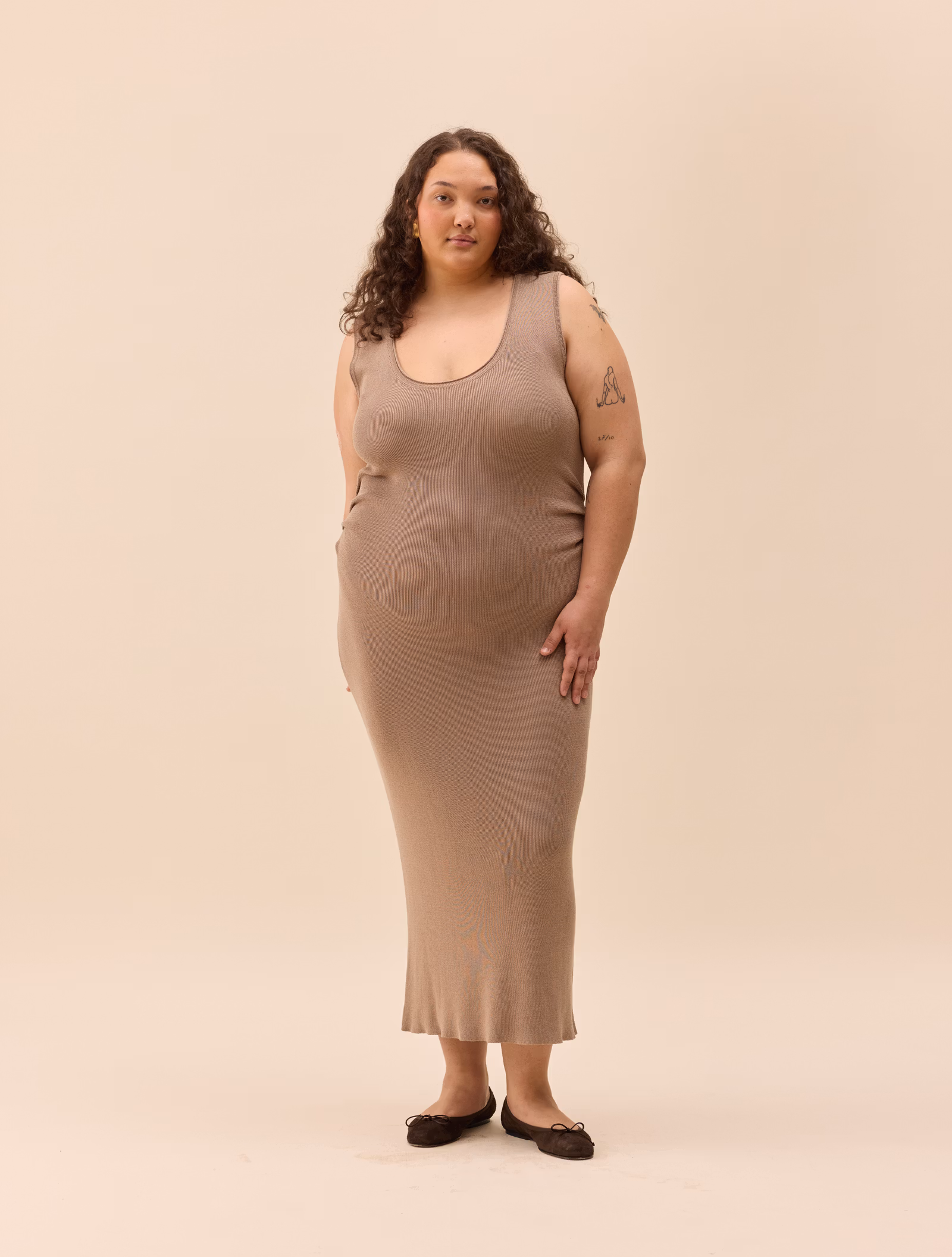 Knitted Tank Dress Taupe