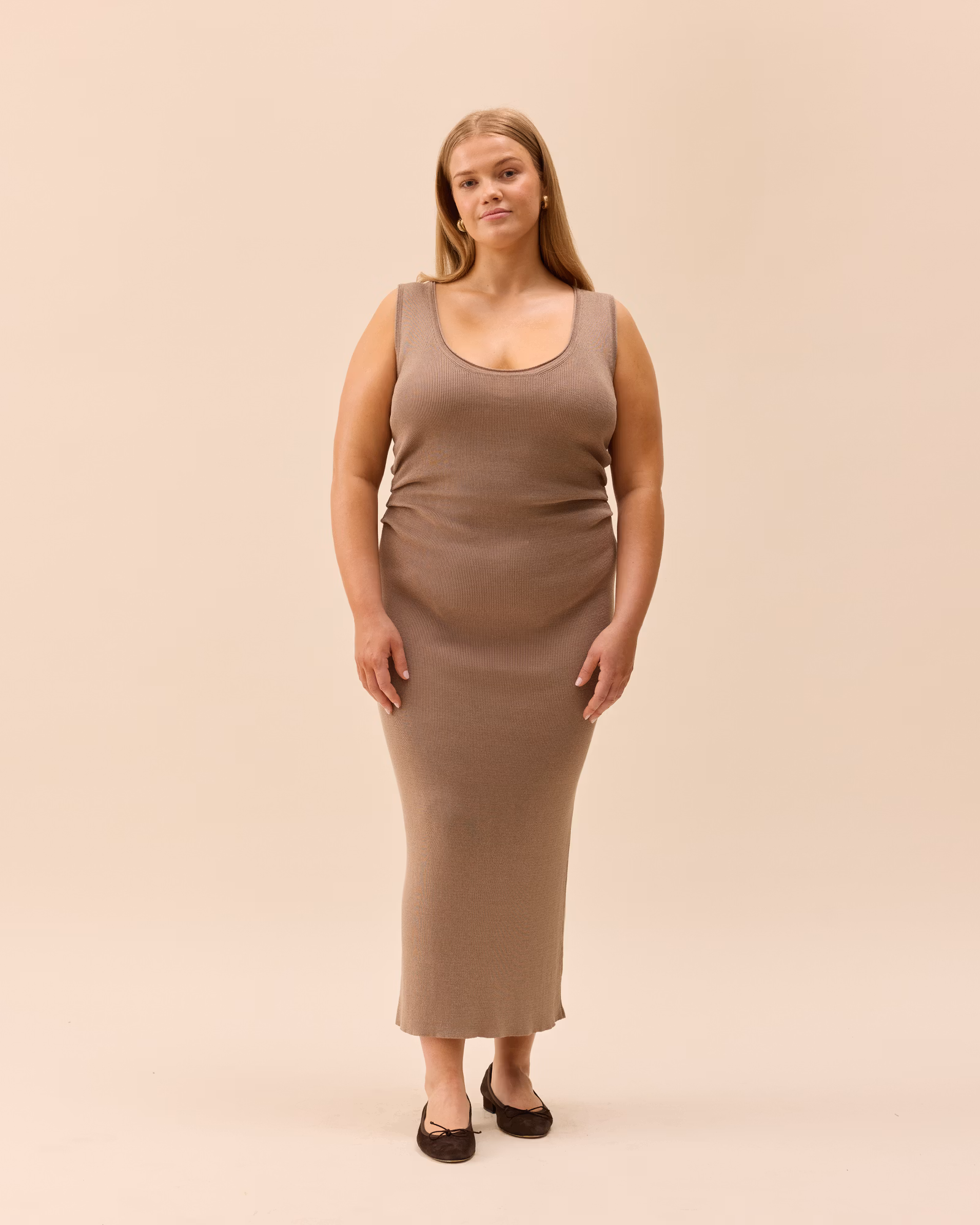 Knitted Tank Dress Taupe