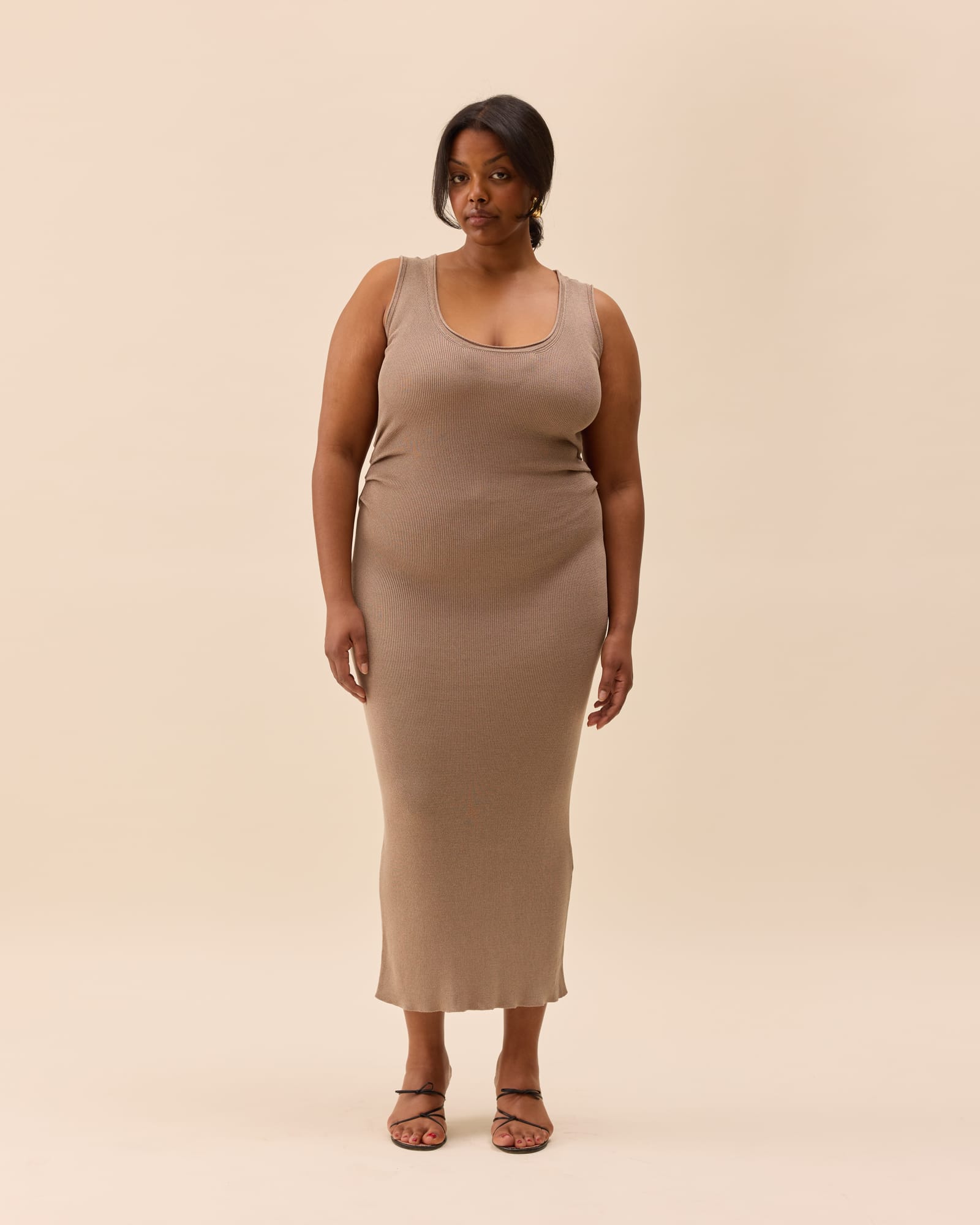 Knitted Tank Dress Taupe