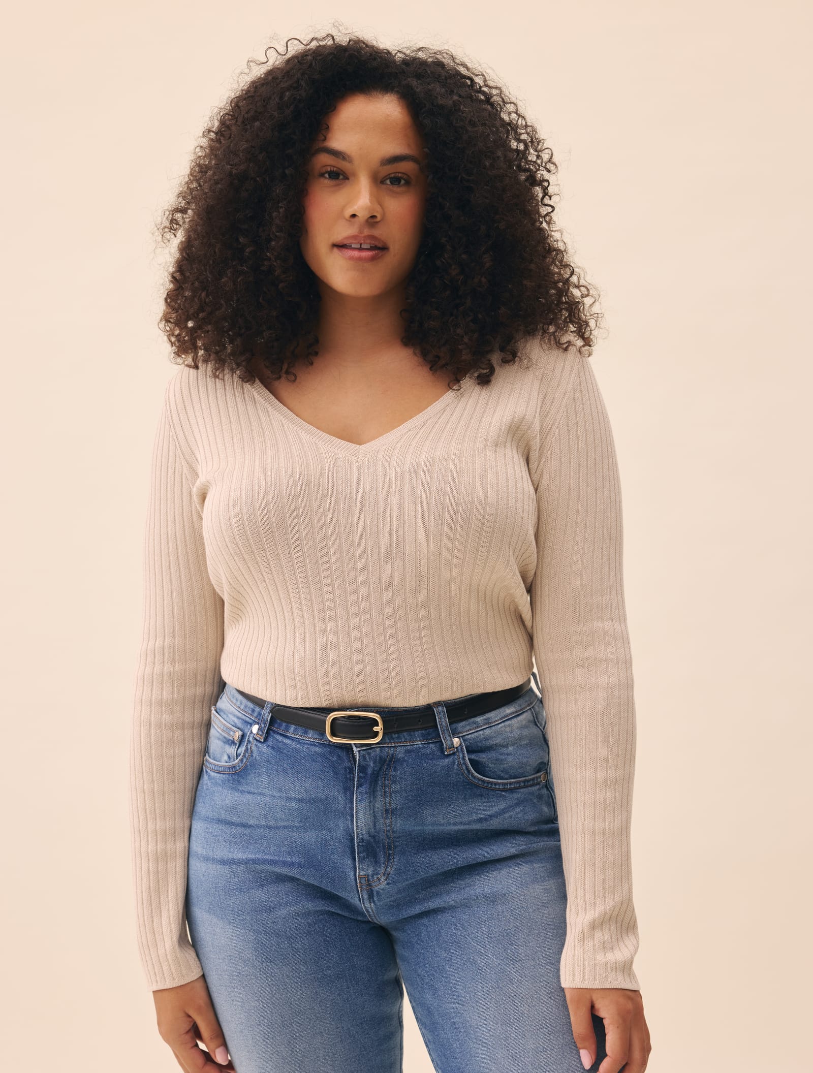 Knitted Long Sleeve Top Taupe
