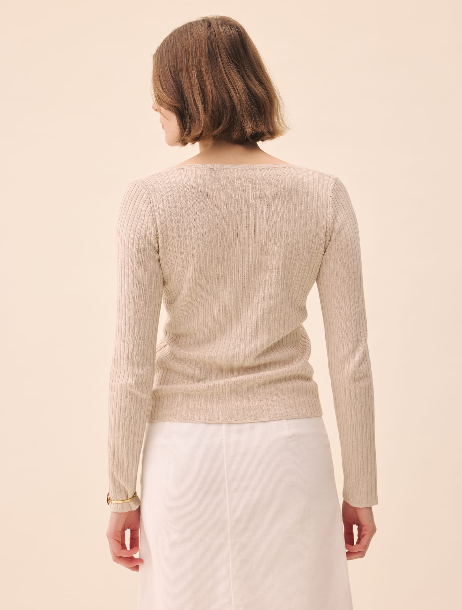 Knitted Long Sleeve Top Taupe