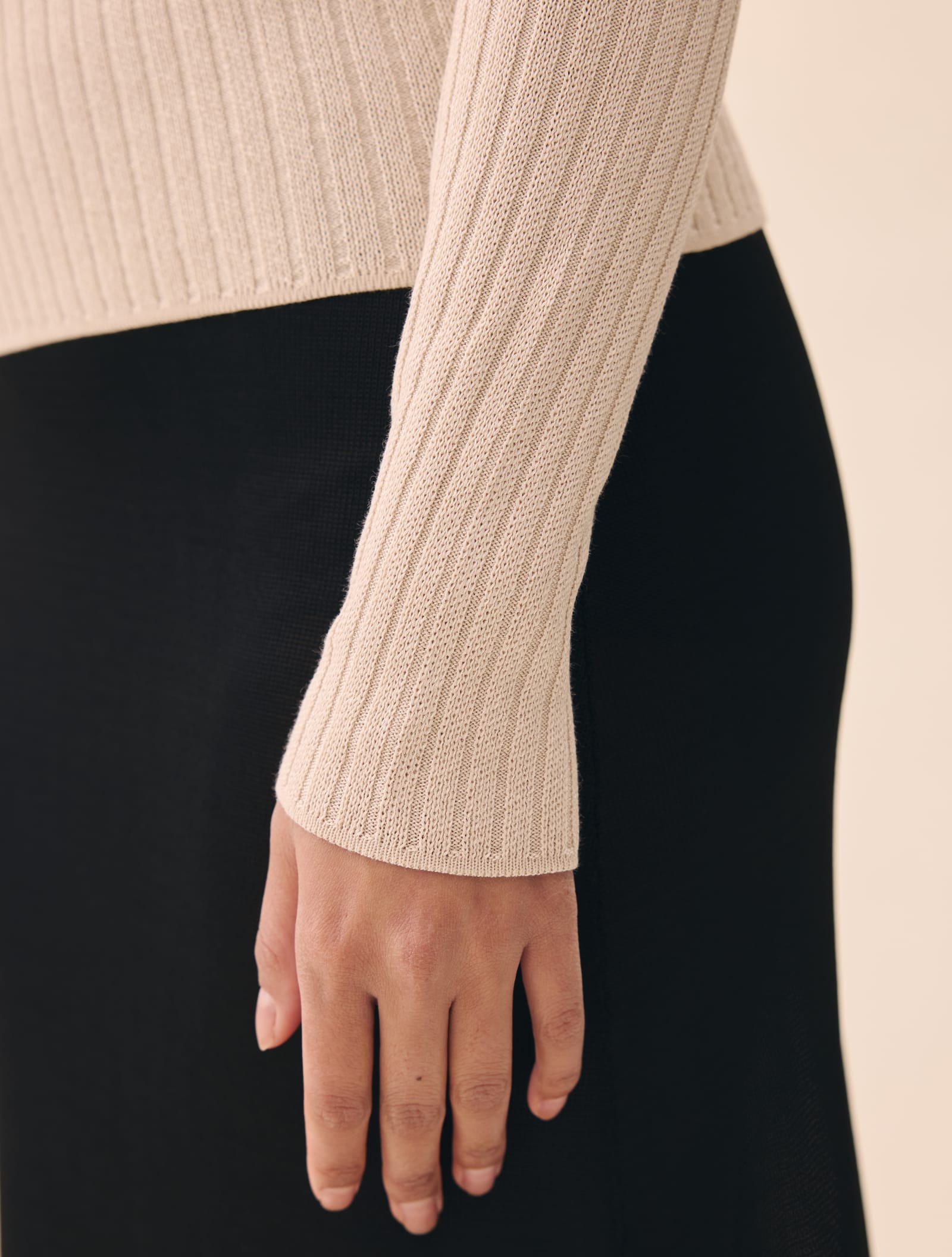 Knitted Long Sleeve Top Taupe