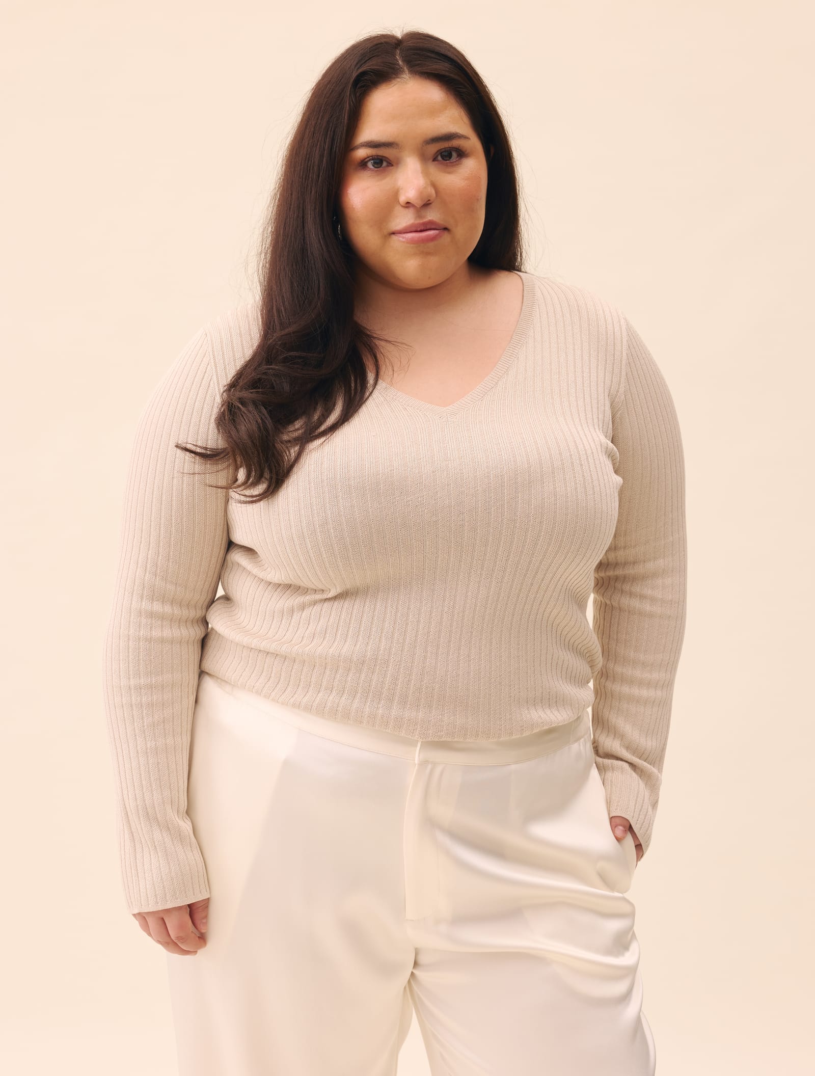 Knitted Long Sleeve Top Taupe