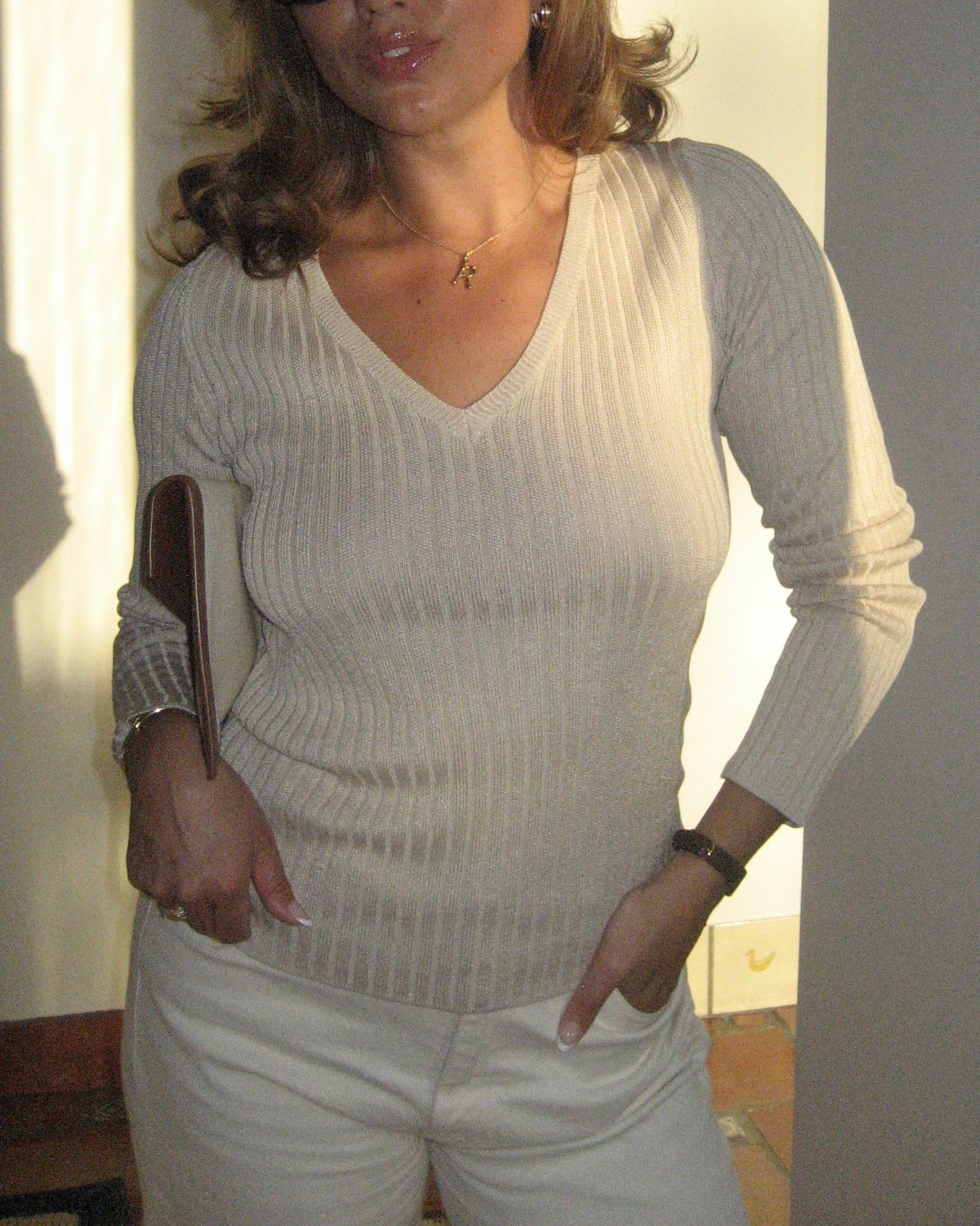 Knitted Long Sleeve Top Taupe