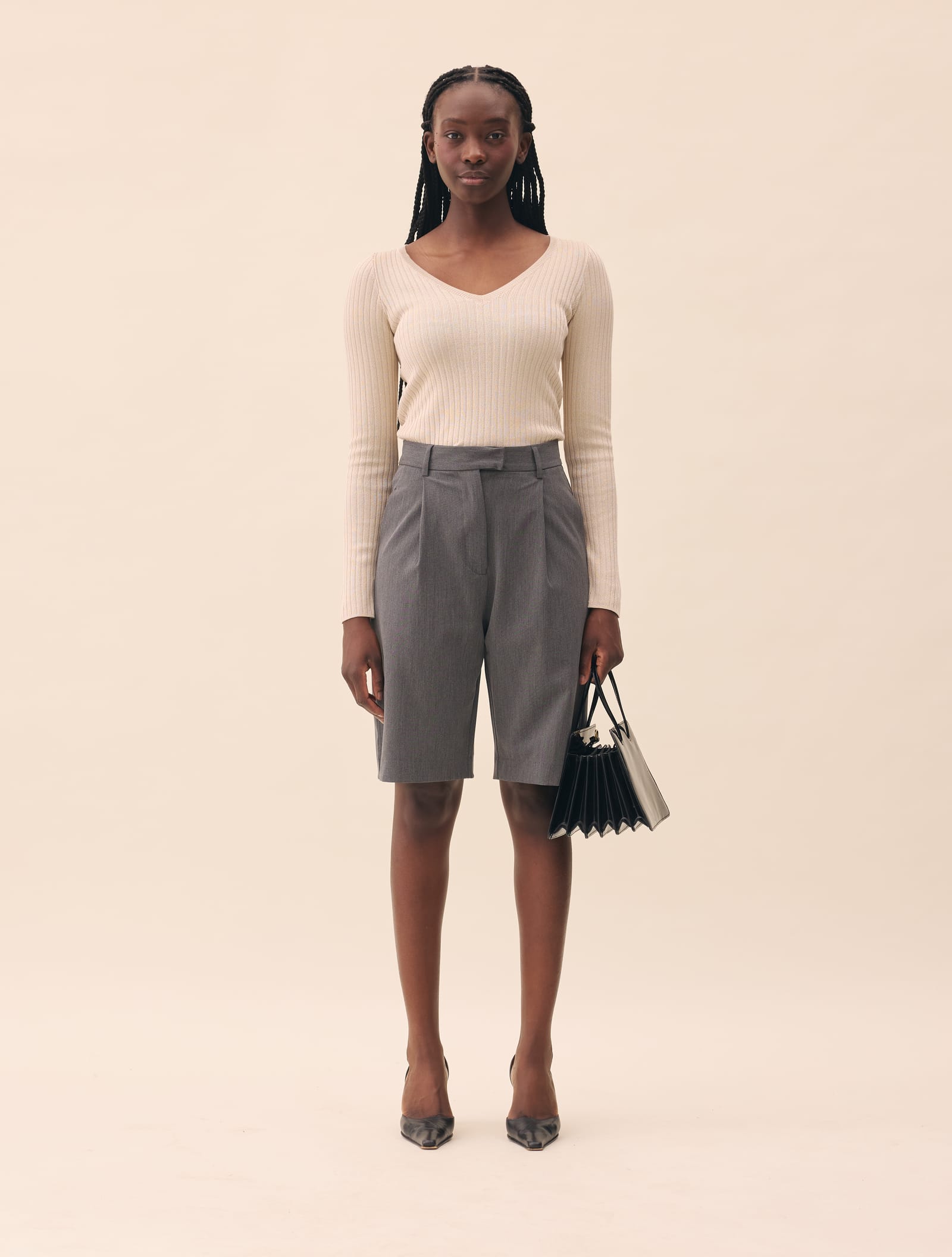 Knitted Long Sleeve Top Taupe