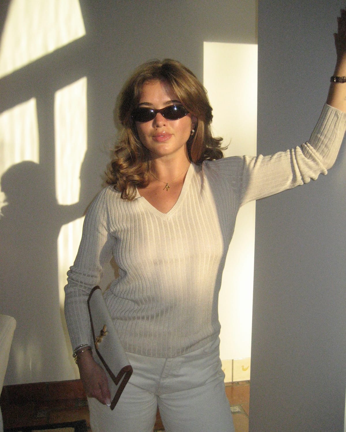 Knitted Long Sleeve Top Taupe