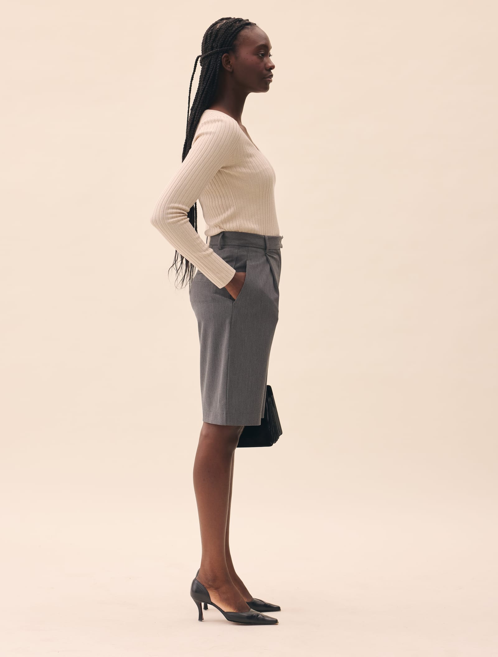 Knitted Long Sleeve Top Taupe
