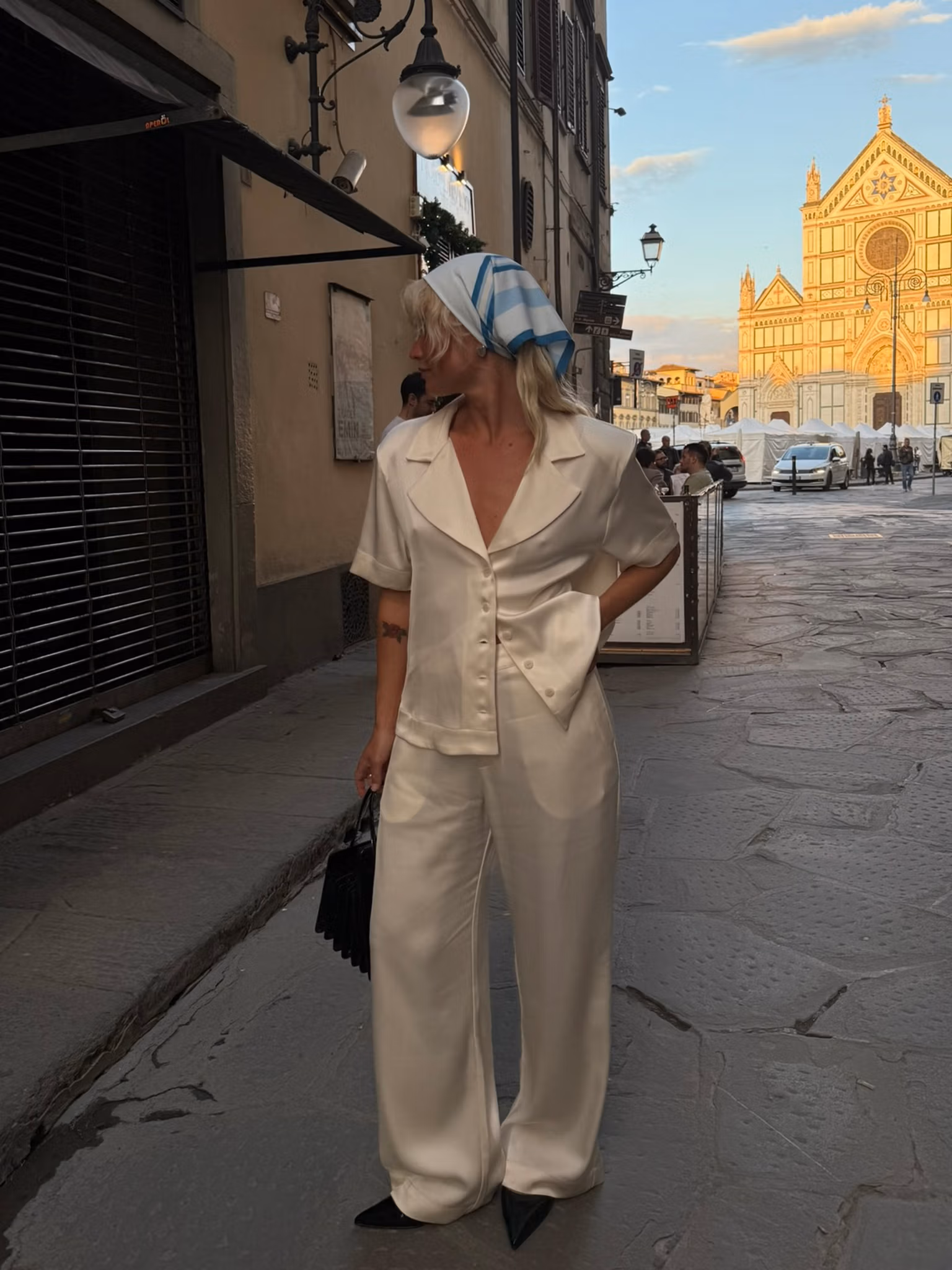 Satin Short Sleeve Blouse Ivory