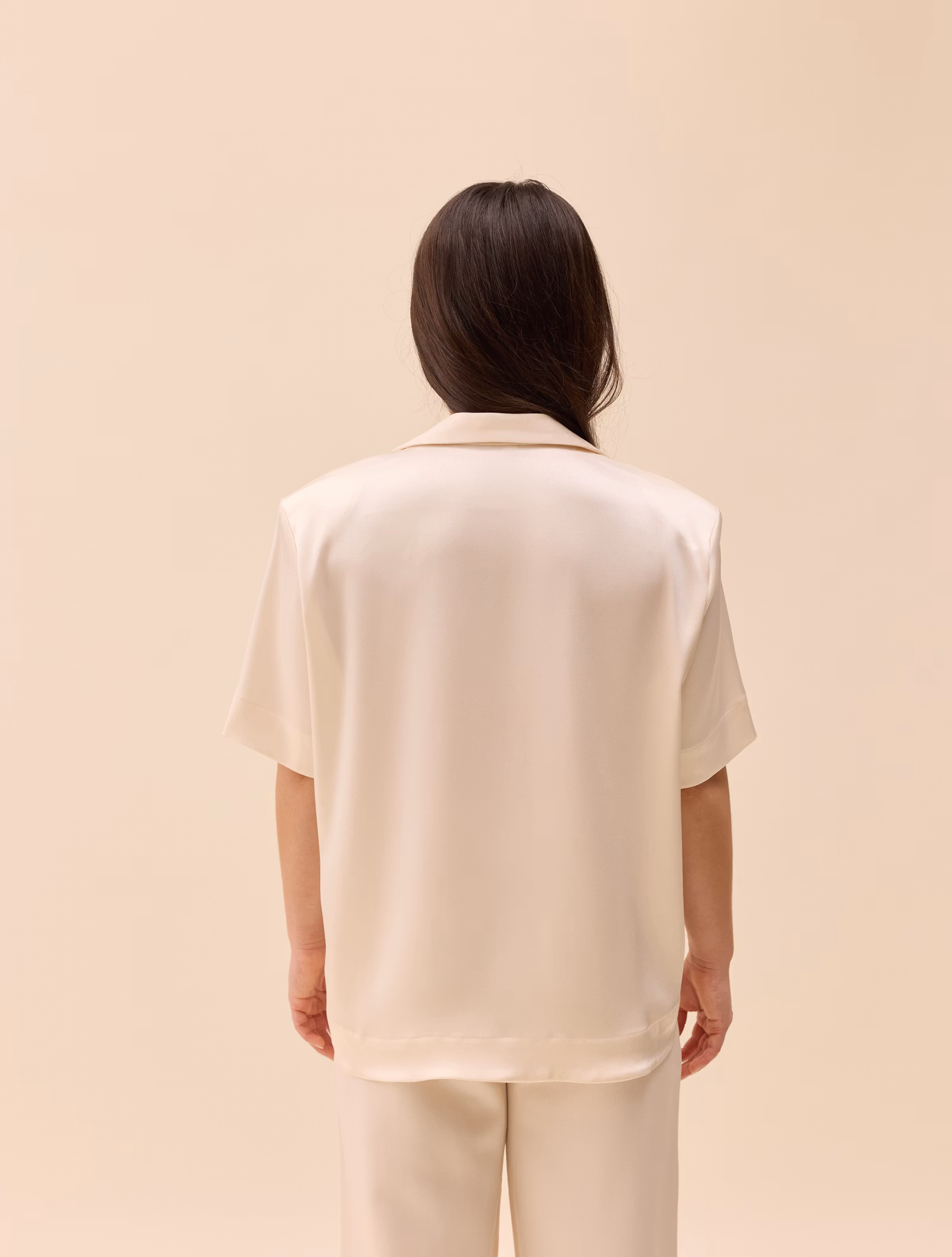 Satin Short Sleeve Blouse Ivory