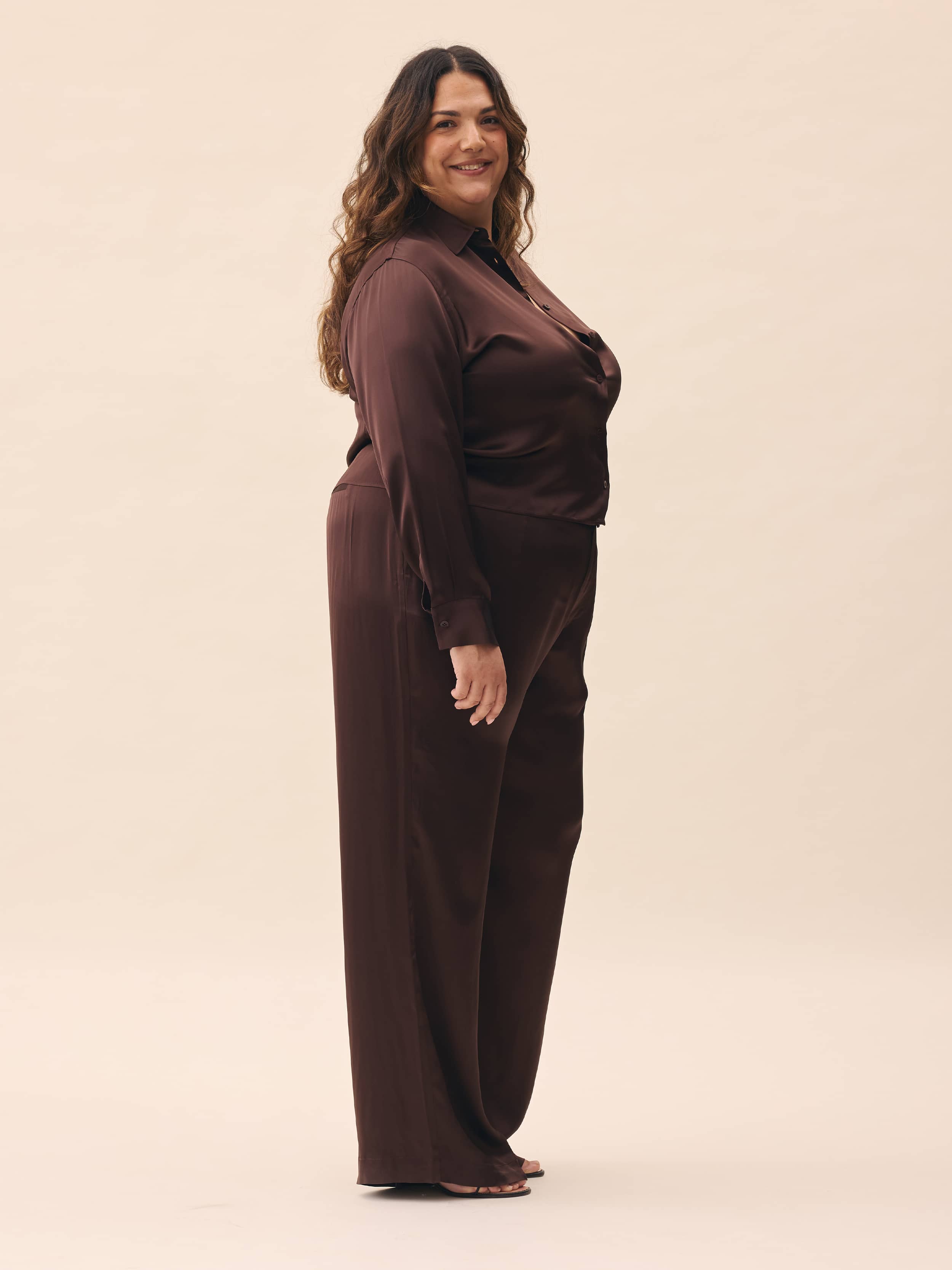 Satin Viscose Pants - Dark mocha | Djerf Avenue
