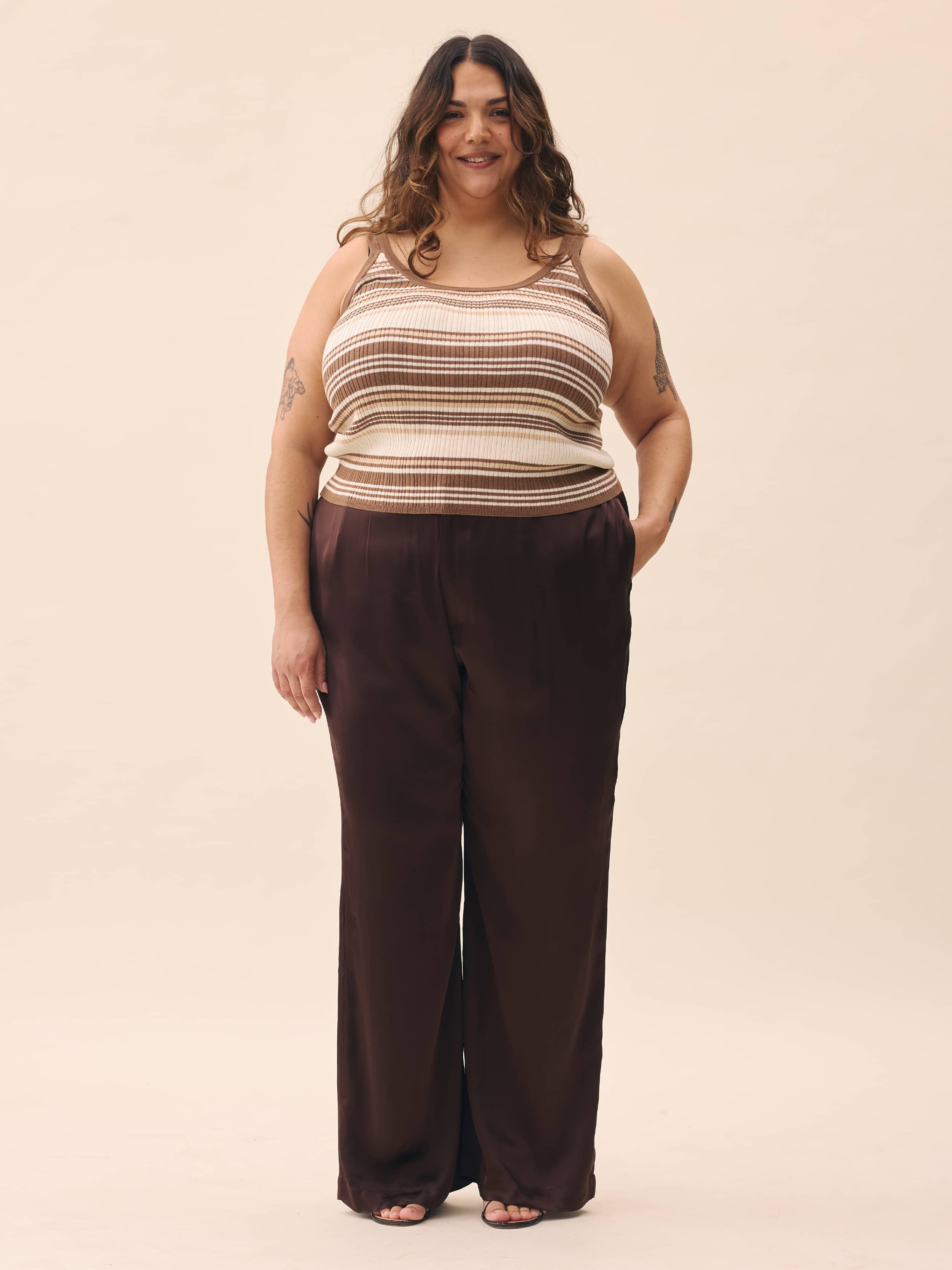 Satin Viscose Pants - Dark mocha | Djerf Avenue